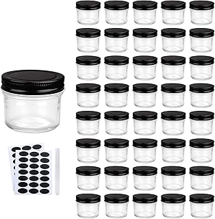 QAPPDA 4oz Glass Jars With Lids,Small Mason Jars Wide Mouth,Mini Canning Jars With Black Lids For Honey,Jam,Jelly,Baby Foods,Wedding Favor,Shower Favors,Spice Jars For Kitchen & Home,Set of 40