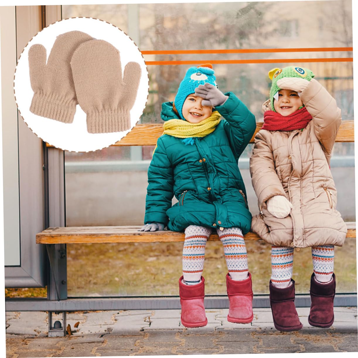 INOOMP 12pares Guantes Calientes Para Invierno De Punto Elástico y Color Liso Para Actividades Al Aire
