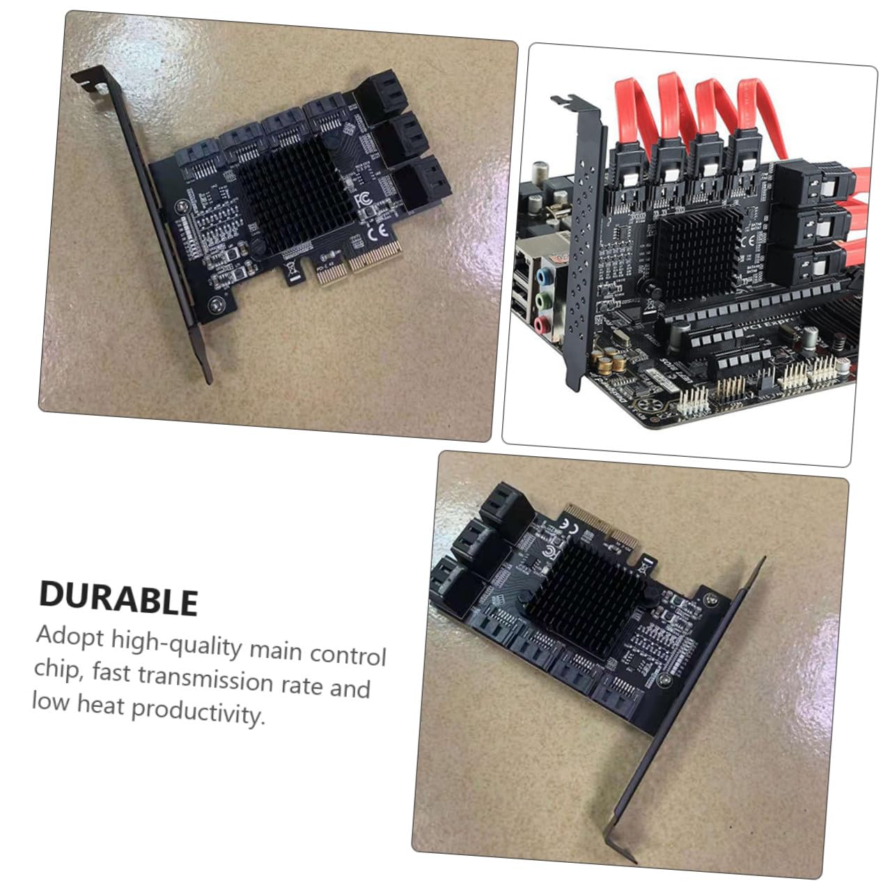 Carte Extension Pci-e vers Ports Serial ATA Adaptateur Contrôleur avec Transmission Rapide Économie Énergie et Indicateurs LED pour Ordinateur