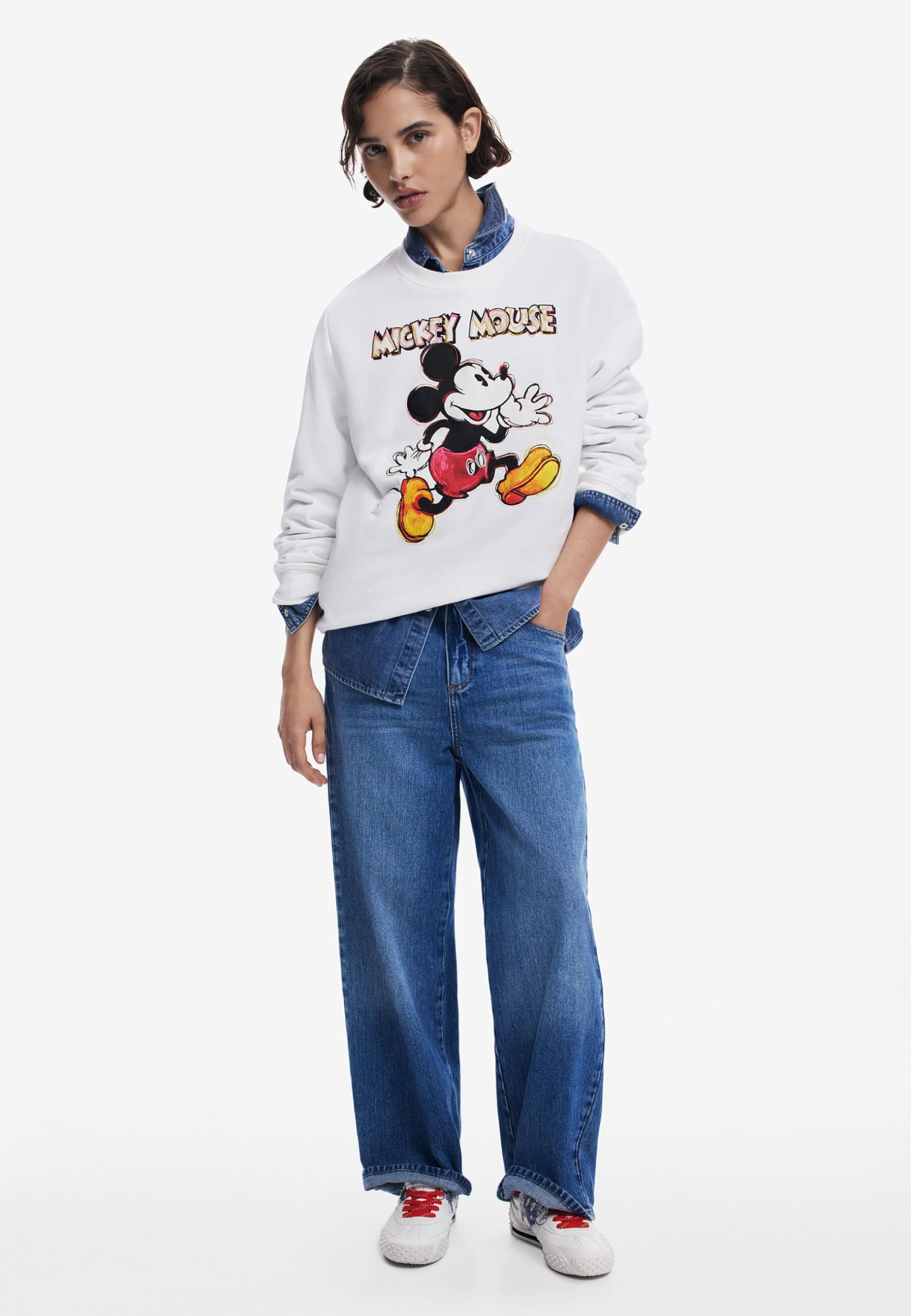 Desigual Sweat_Avery Mickey, 1001 Raw, S, biała, S