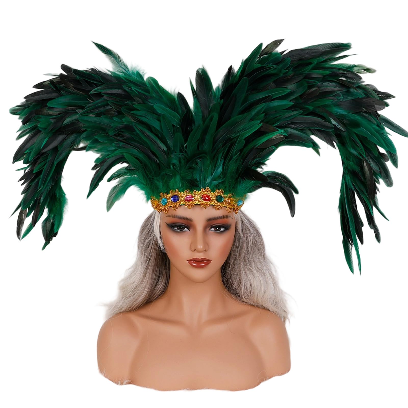 sodeber Decorative Feathered Headpiece Crowns Headdress Carnivals Headwear Mardis Gras Accessory20s Flapper Headband Carnivals Headdress for Women