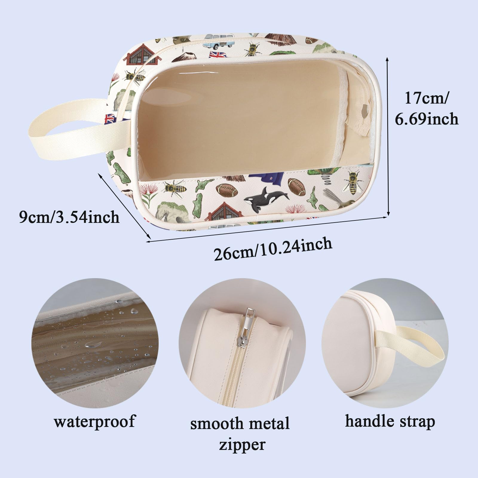 New Zealand Inspired Gift New Zealand Lover Cosmetic Bag Summer Vacation Makeup Zipper Pouch (New Zealand mb UK) - Image 2