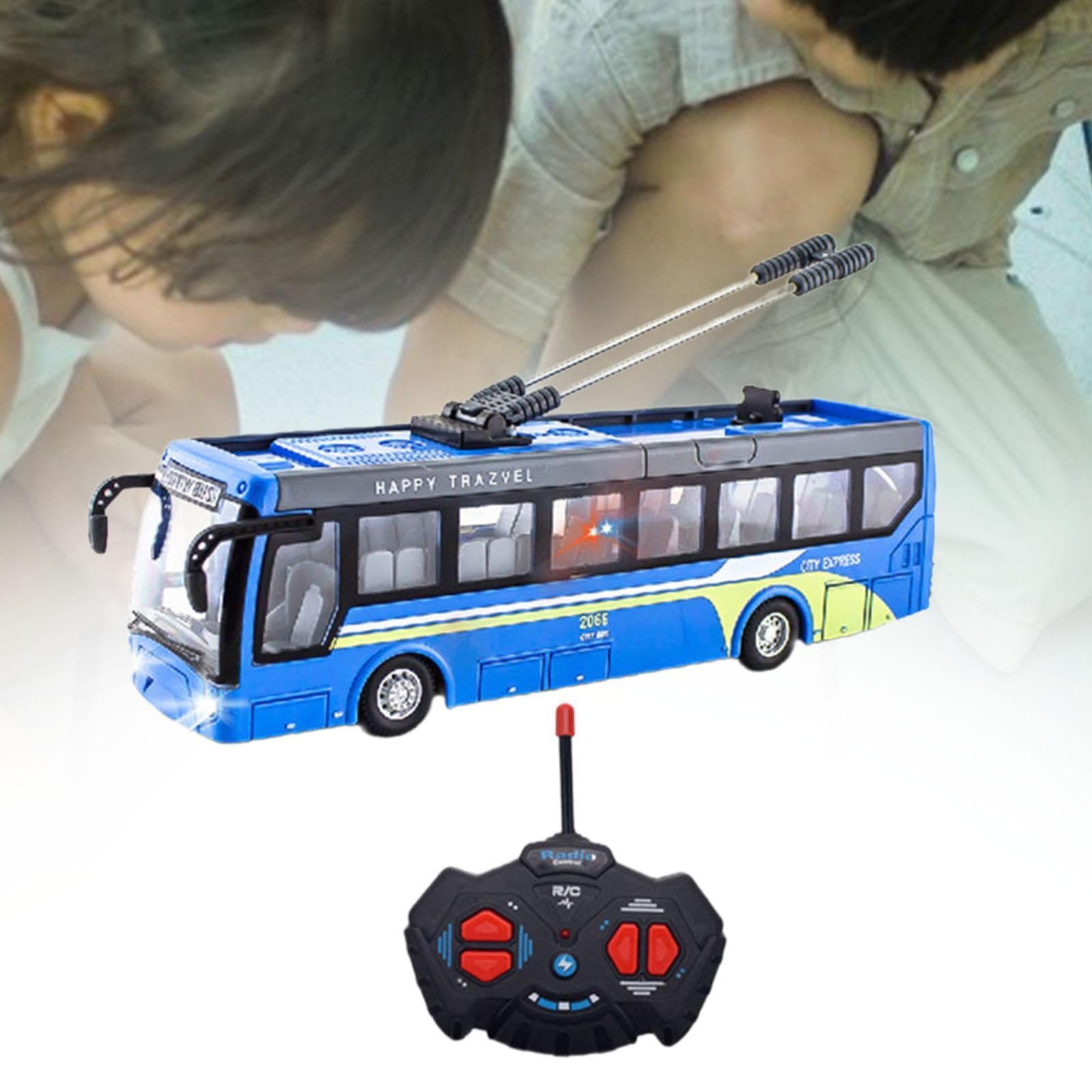 Ferngesteuerter Spielbus 1:32 27 MHz, Türen Zum Öffnen, Modell für Kinder, Jungen, Ferngesteuerter Schulbus, Blau Kurz