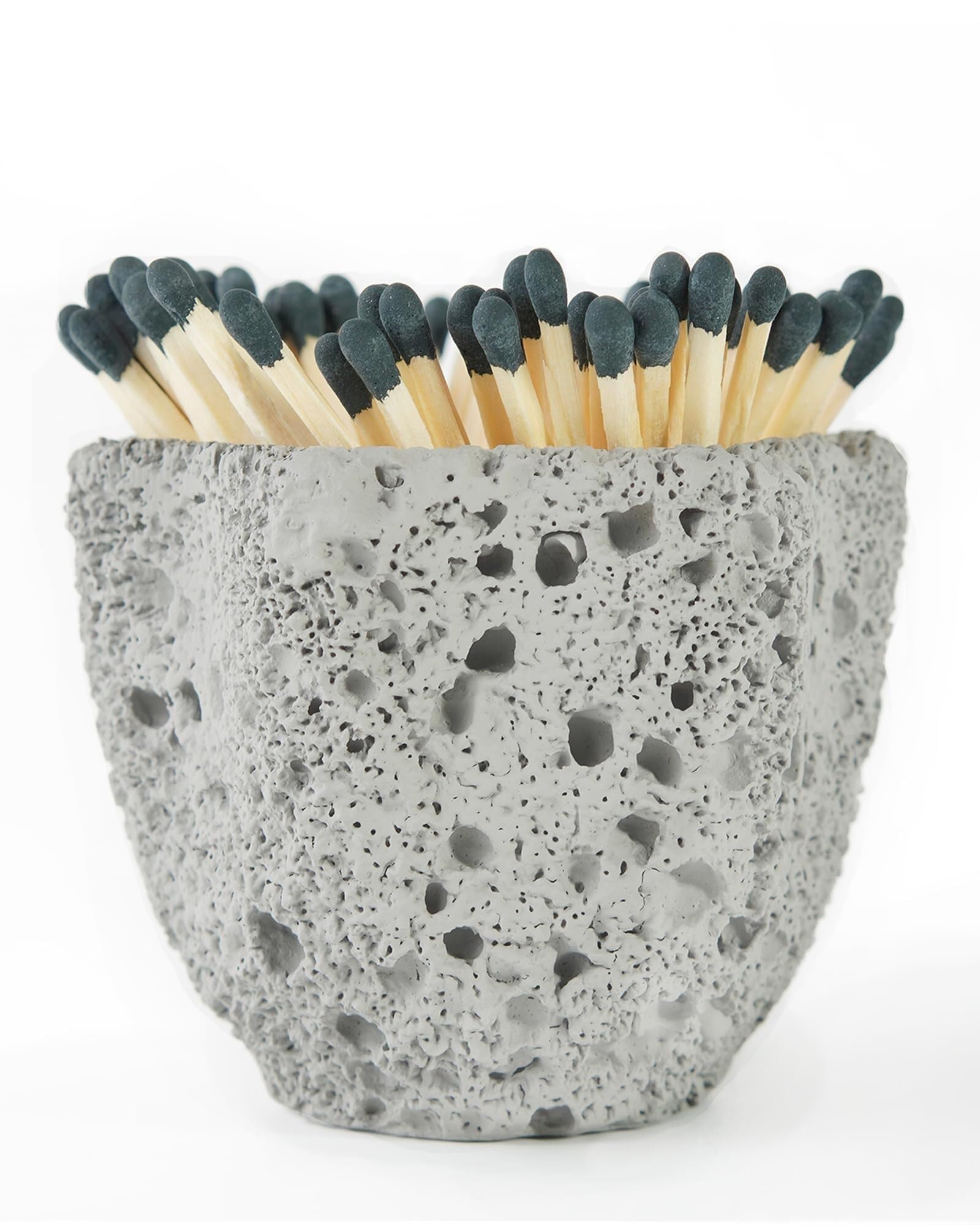 Match Holder,Matchstick Holder Concrete Match Holder with Striker-Beautiful Petal Shape Match in Jar-for Cute/Fancy/Long Candle Matches,Refresh Any Modern Home Decor with Premium floral Jar-No Matches