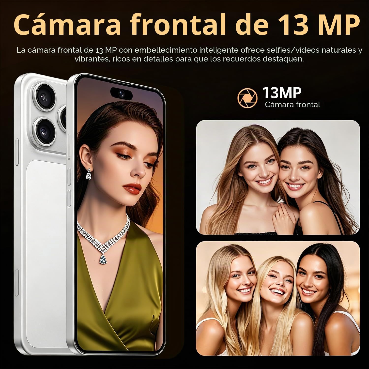 4G Dual SIM Smartphone mit 6,6 Zoll InCell HD-Bildschirm, 4GB+32GB Speicher (bis 256GB erweiterbar), 5000mAh Akku, 16MP Kamera & Face ID, Type-C & OTG Funktion (White)