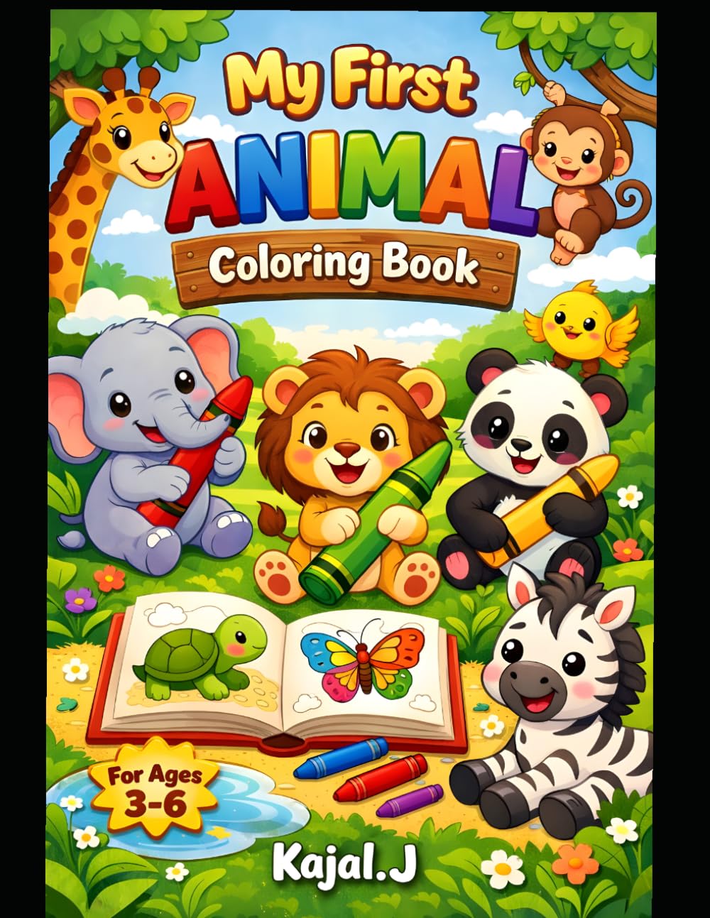 Cute Animal Coloring Book for Kids Ages 3–6: Easy and Fun Coloring Pages for Toddlers, Preschoolers, and Kindergarten Kids