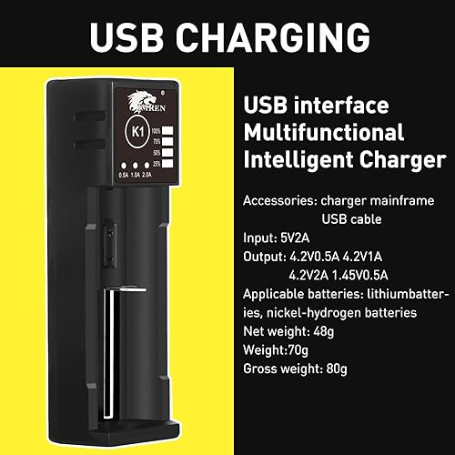 Miniatura 10 de 18650 Battery Charger,21700 Battery Charger for Li-ion Battery 18650 26650 21700 20700 18490 17670 17500 16340 14500 18500 18350 (2Bay)