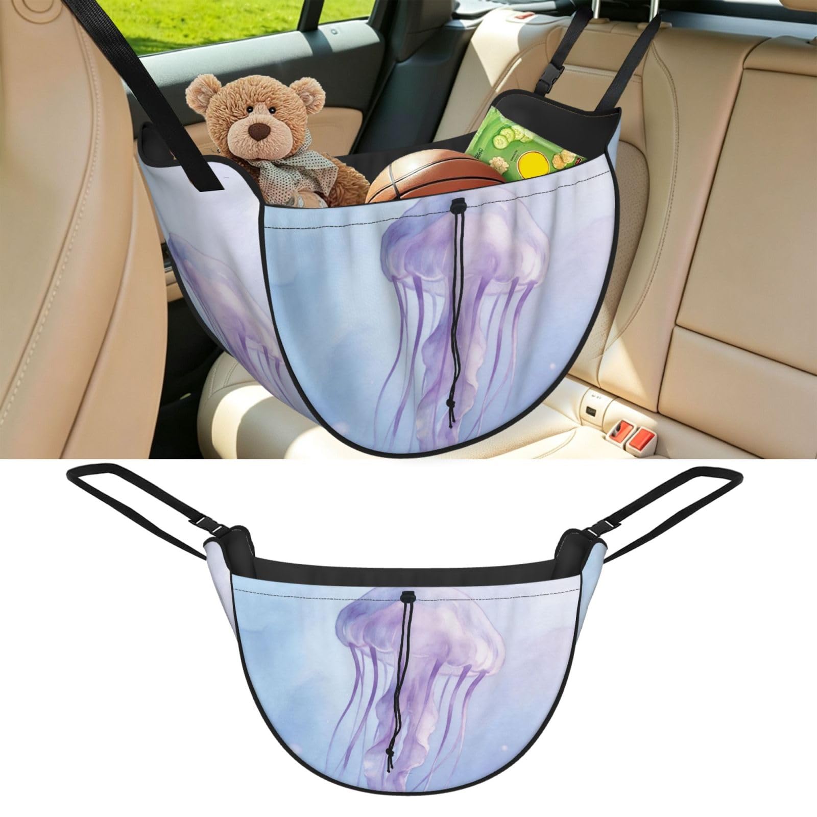 Cntdbu Black Jellyfish Wash Car Seat Organizer-Backseat Storage Bag For Travel