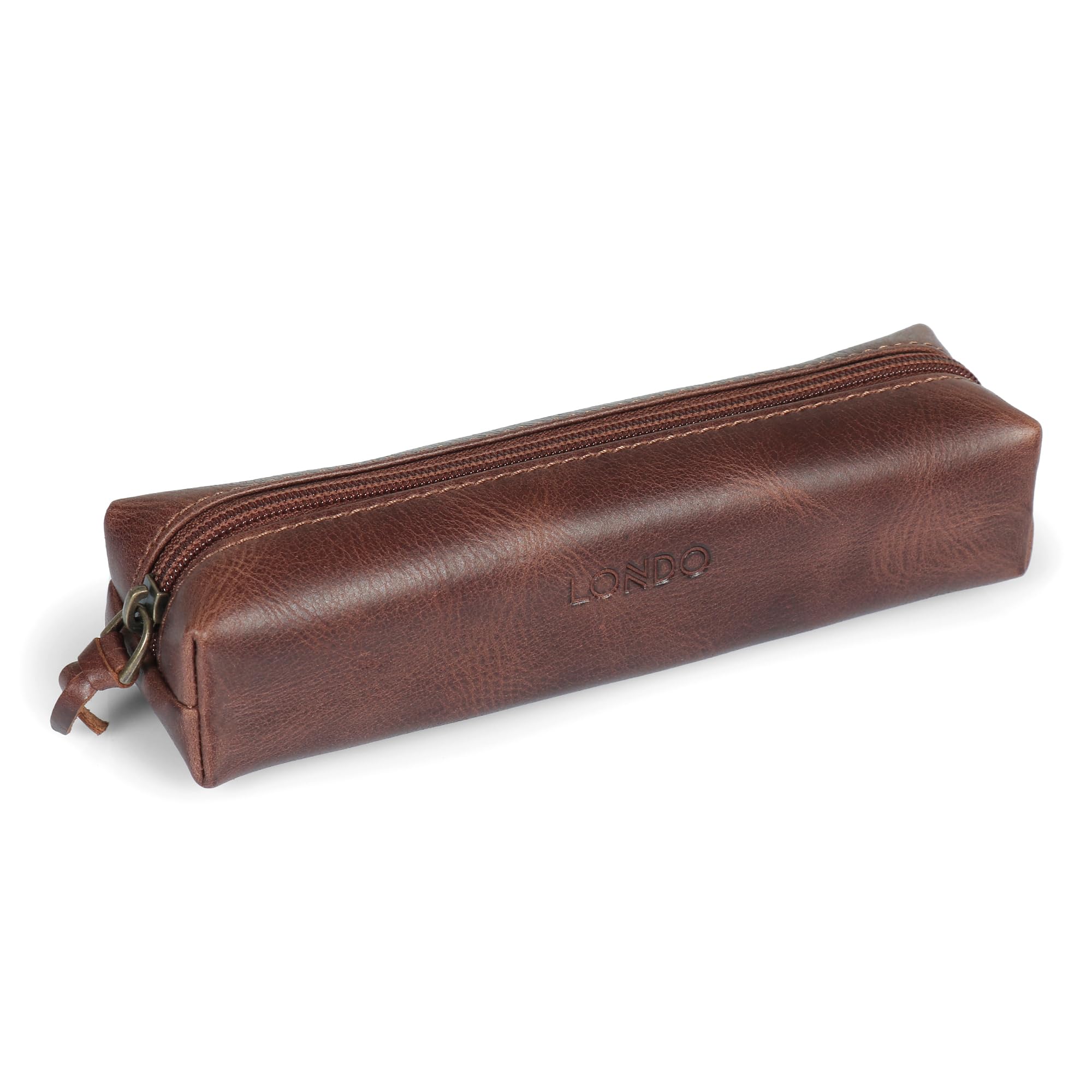 Londo Genuine Leather Zipper Pen, Pencil & Cosmetic Case