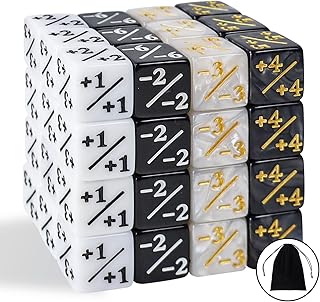 48 Pieces MTG Dice Counters Token Dice, Magic The Gathering Glitter Sparkle Dice, Loyalty Dice Starry Marble D6 Dice Cube Compatible with MTG, CCG, Card Gaming Accessory (Black & White)