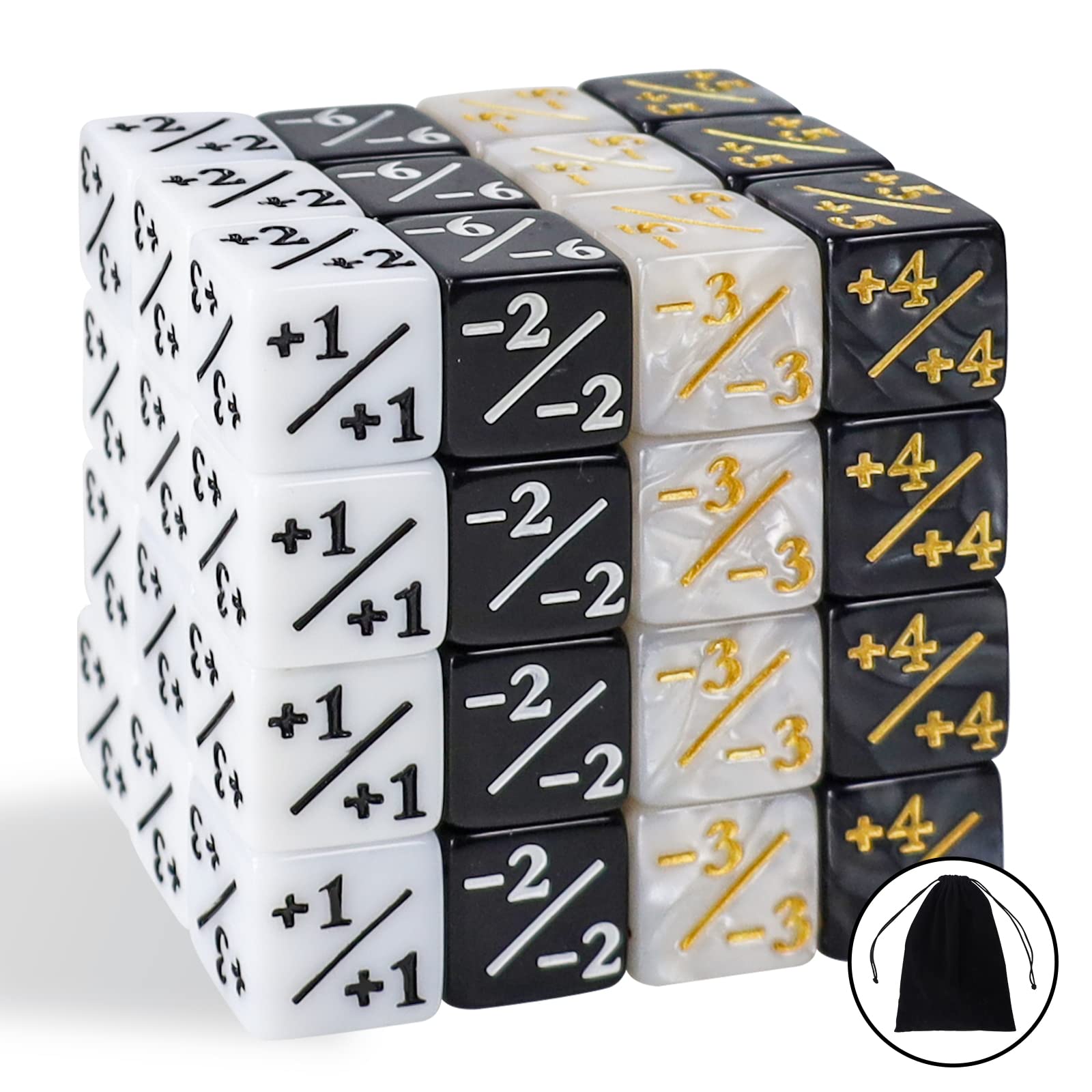 48 Pieces MTG Dice Counters Token Dice, Magic The Gathering Glitter Sparkle Dice, Loyalty Dice Starry Marble D6 Dice Cube Compatible with MTG, CCG, Card Gaming Accessory (Black & White)