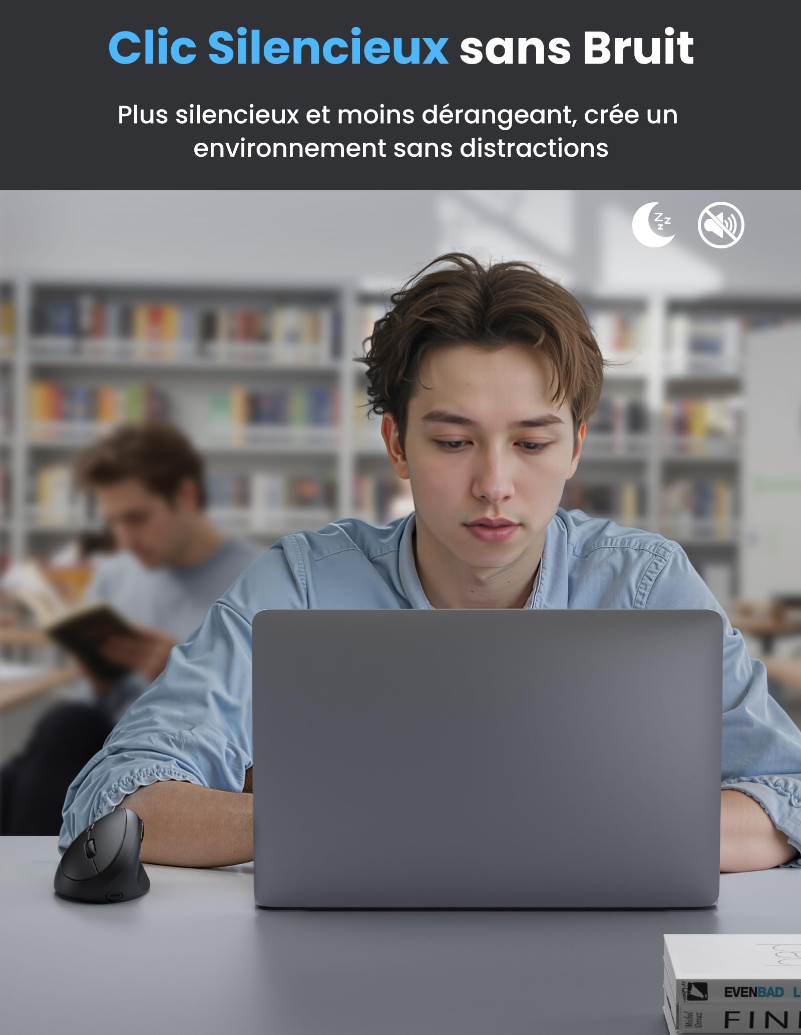 TECKNET Souris Ergonomique sans Fil Bluetooth avec Connectivité 3-Mode (BT5.0/3.0+2.4G), Souris sans Fil Rechargeable, 4800 DPI, Souris Silencieuse Verticale pour PC, iPad, Mac, Windows(Noir)
