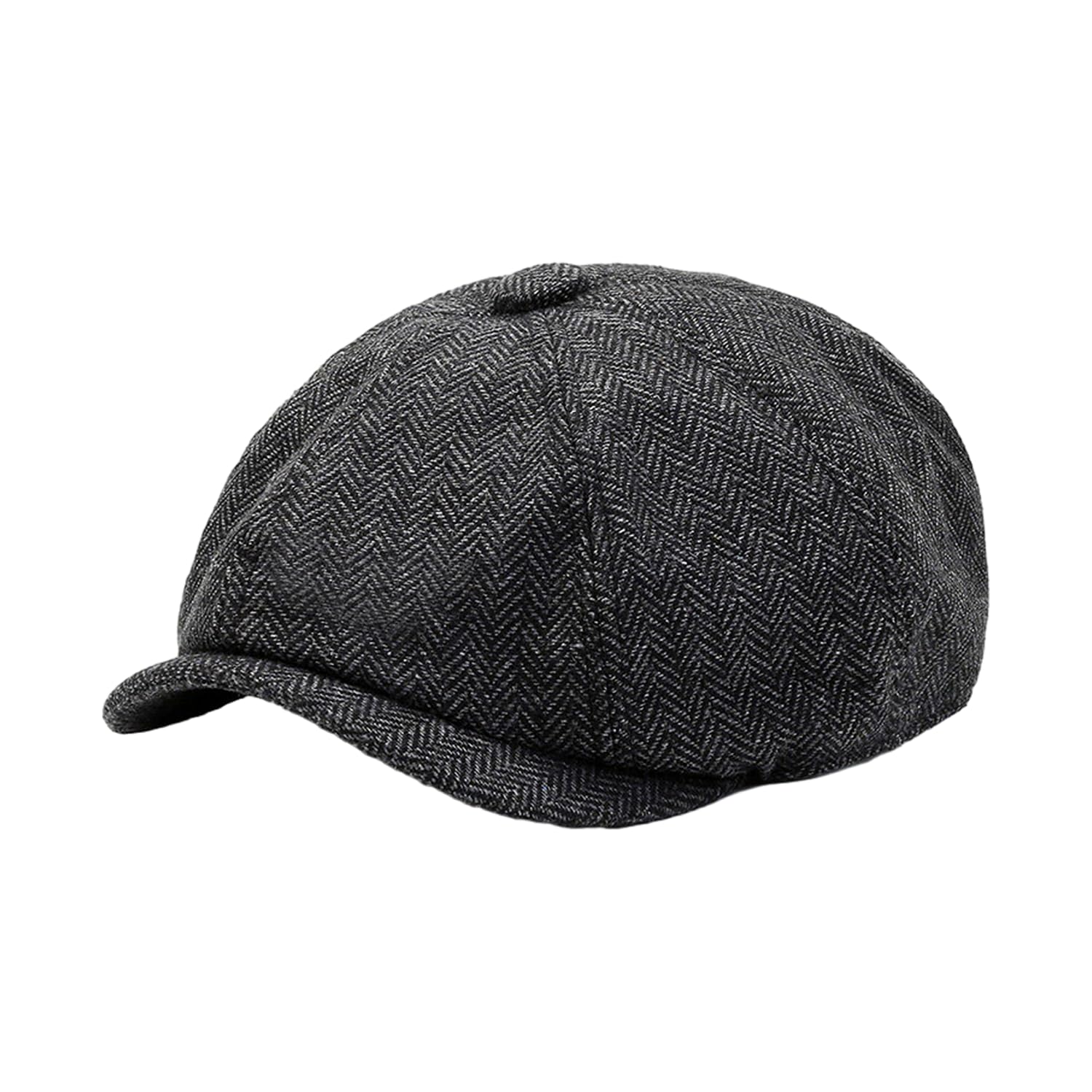 1 czarna czapka z melonem, kaszkiet dla mężczyzn, czapka gazetowa z wzorem w jodełkę, czapka przeciwsłoneczna, retro i uniwersalne akcesoria, nadaje się na pikniki i wędkowanie, czarny, L