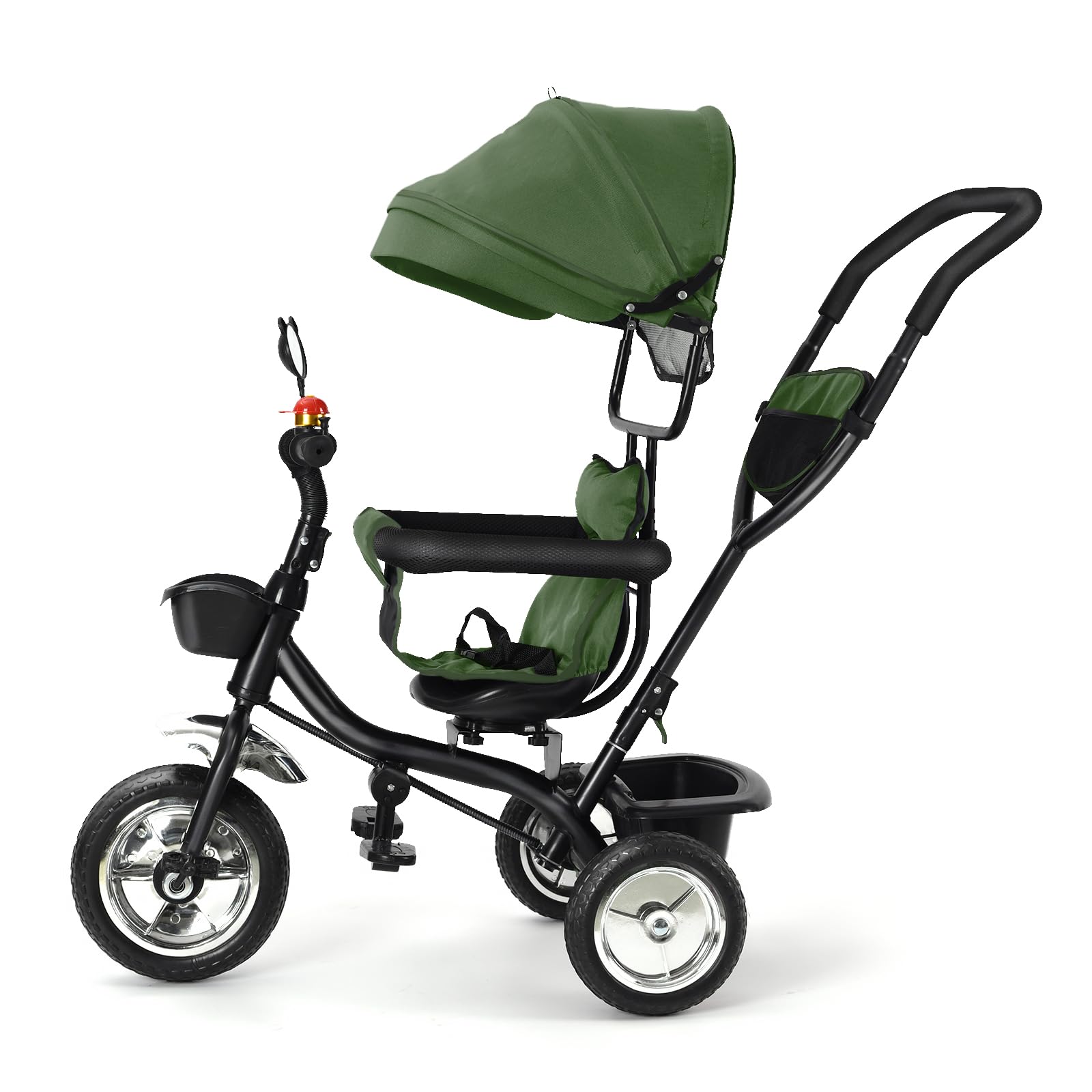Tricycle Enfants avec Pare,Draisienne Vélo pour Enfant à partir de 1 an, Jouet Velo Enfant 5 Ans, De 9 Mois, pour garçons et Filles comme Cadeau d'anniversaire,4 en 1 (Vert)