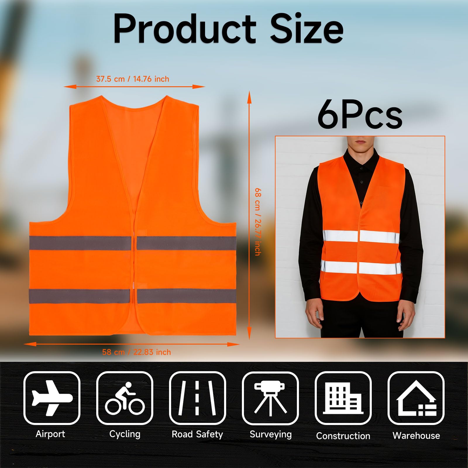 360°Reflective All-Round Vest, 6 Reflective Safety Vests, Reflective-High Visibility Vest, Car Breakdown Vests - Image 2