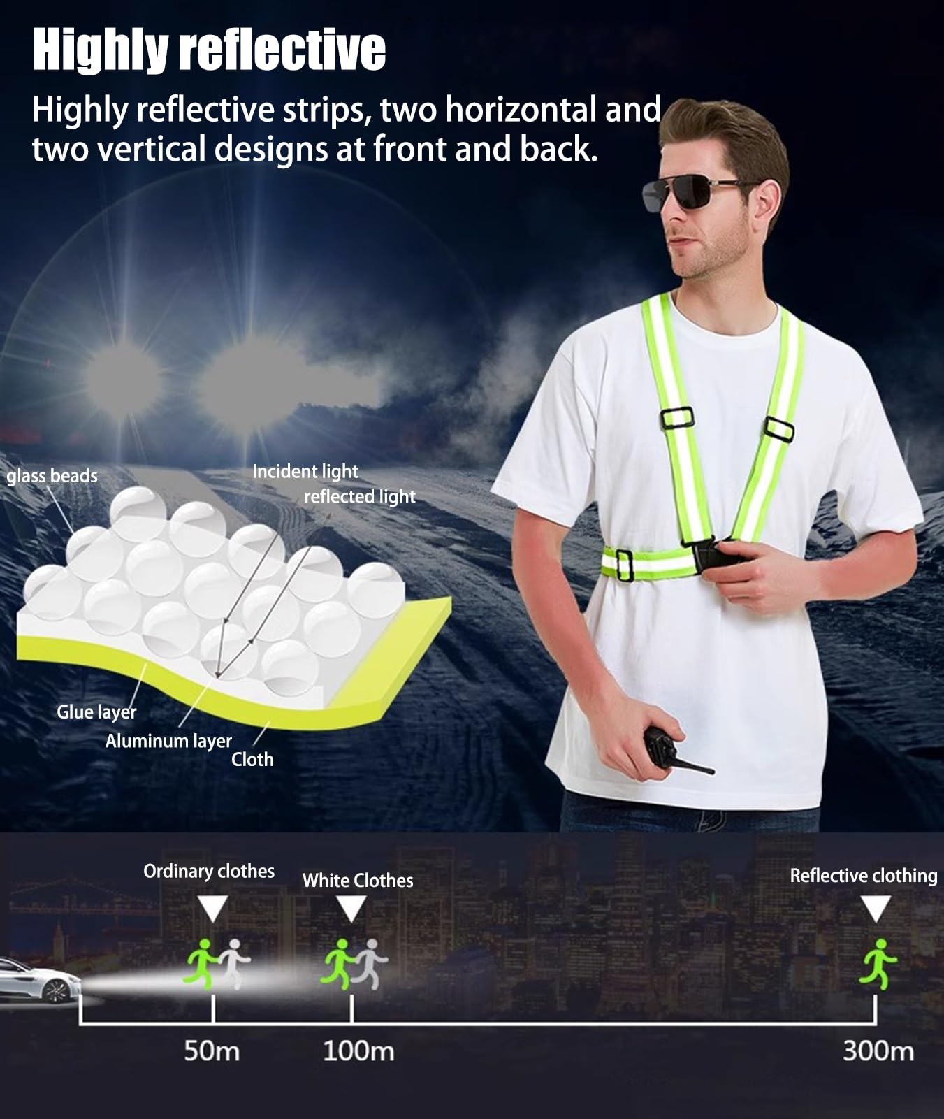 Gilet di sicurezza Gilet di sicurezza regolabile ad alta visibilità, gilet di sicurezza, per ciclismo notturno, escursionismo, jogging, passeggiate con il cane ( Color : Chartreuse , Size : 20pcs )