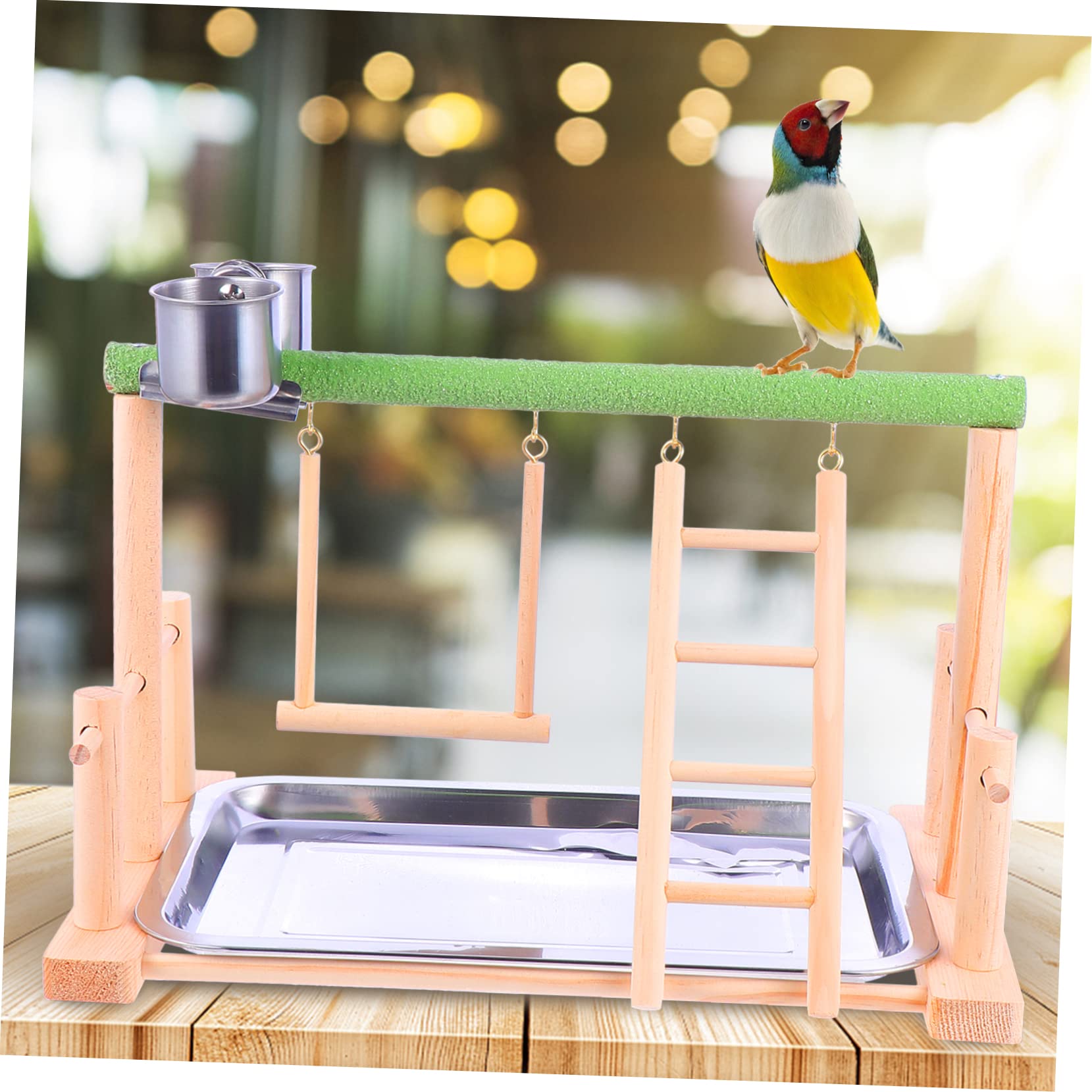 Milisten Playstand con Posatoi e Giocattoli per Uccelli Giochi per Pappagalli e Cockatiel per Arrampicarsi e Masticare Stabile