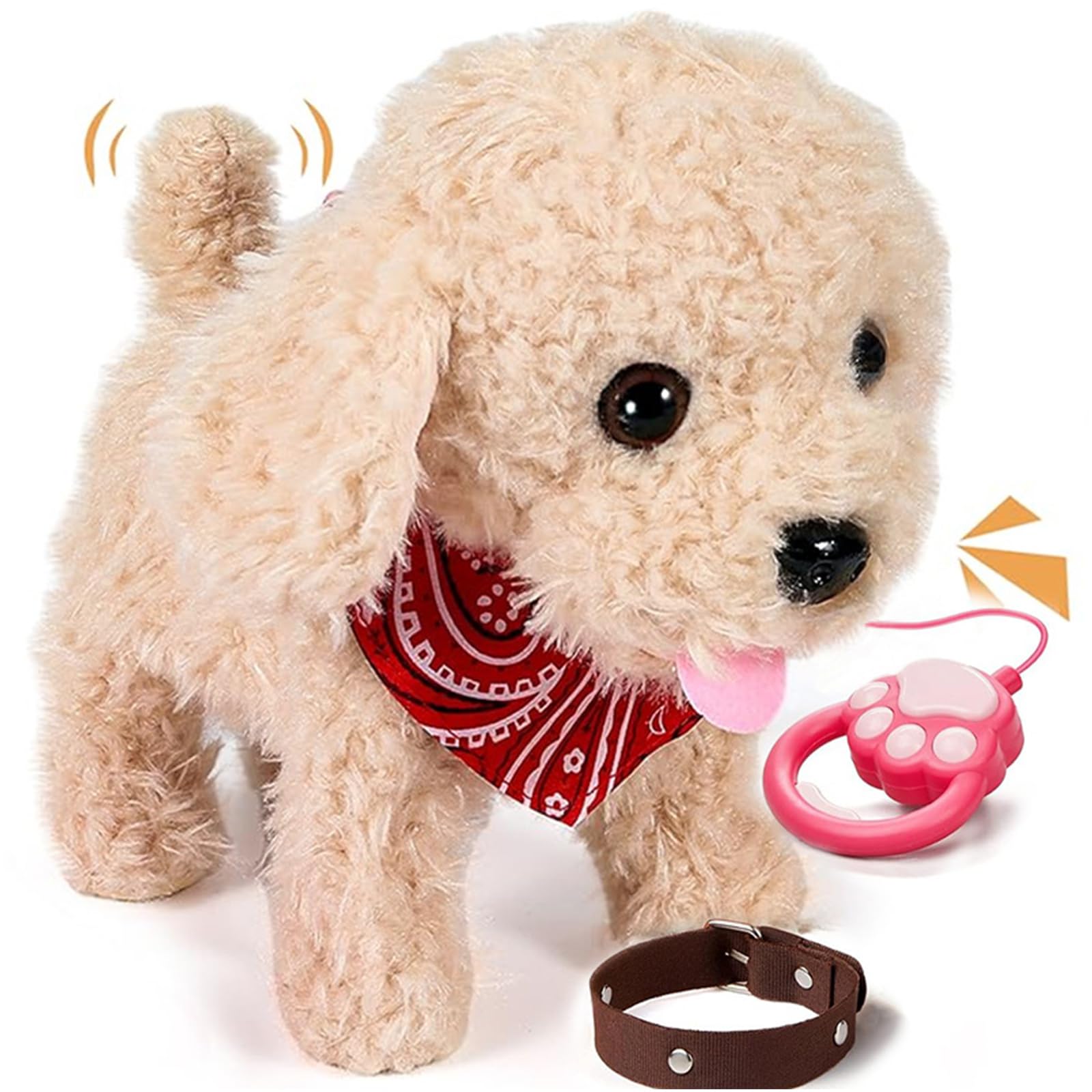 Generisch Perro de peluche electrónico con mando a distancia, extremidades móviles y paseos interactivos, con juguete parlante