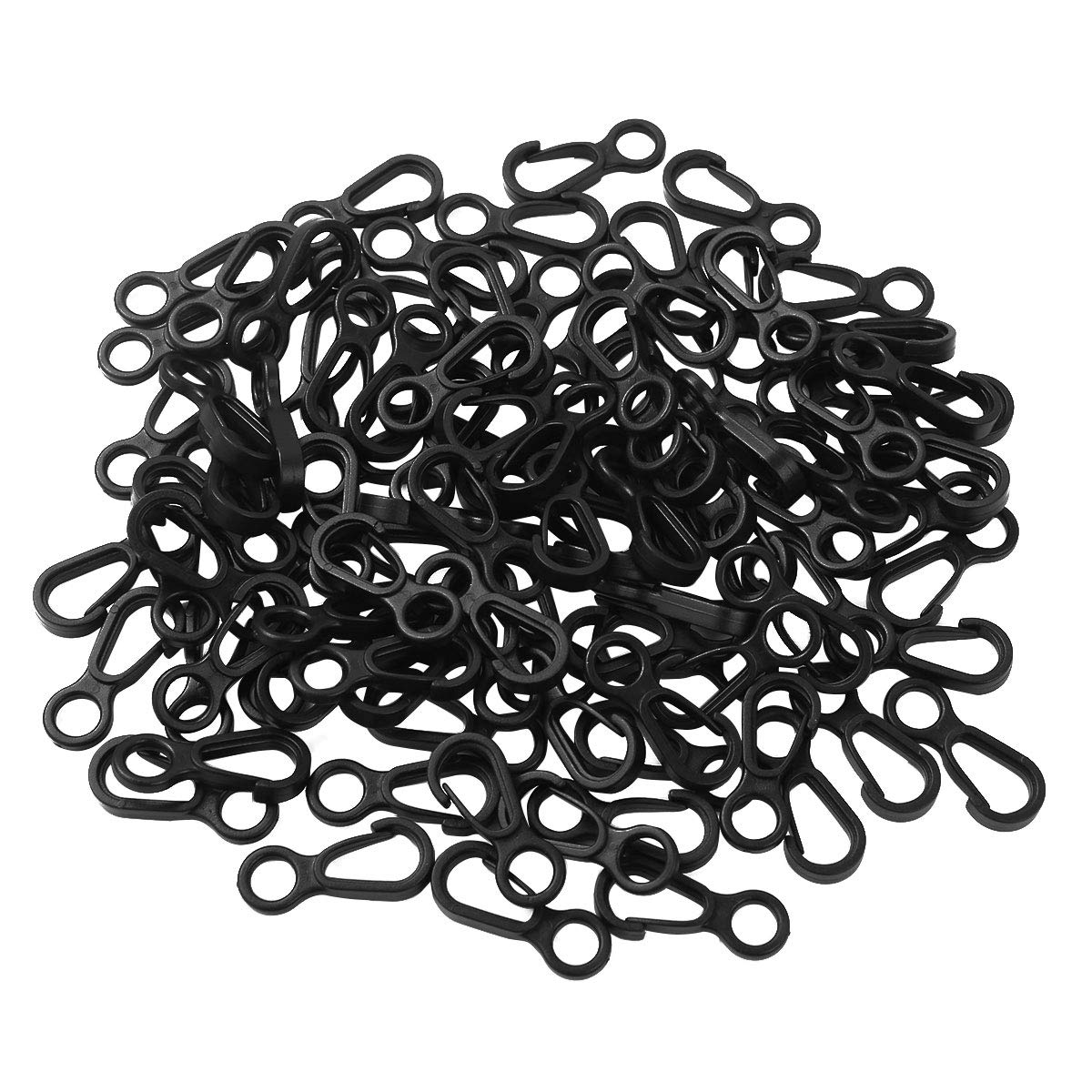 CHICTRY Plastic Small Flag Pole Clip Hooks Straps Buckles for Camping Hiking Backpack Black 100PCS