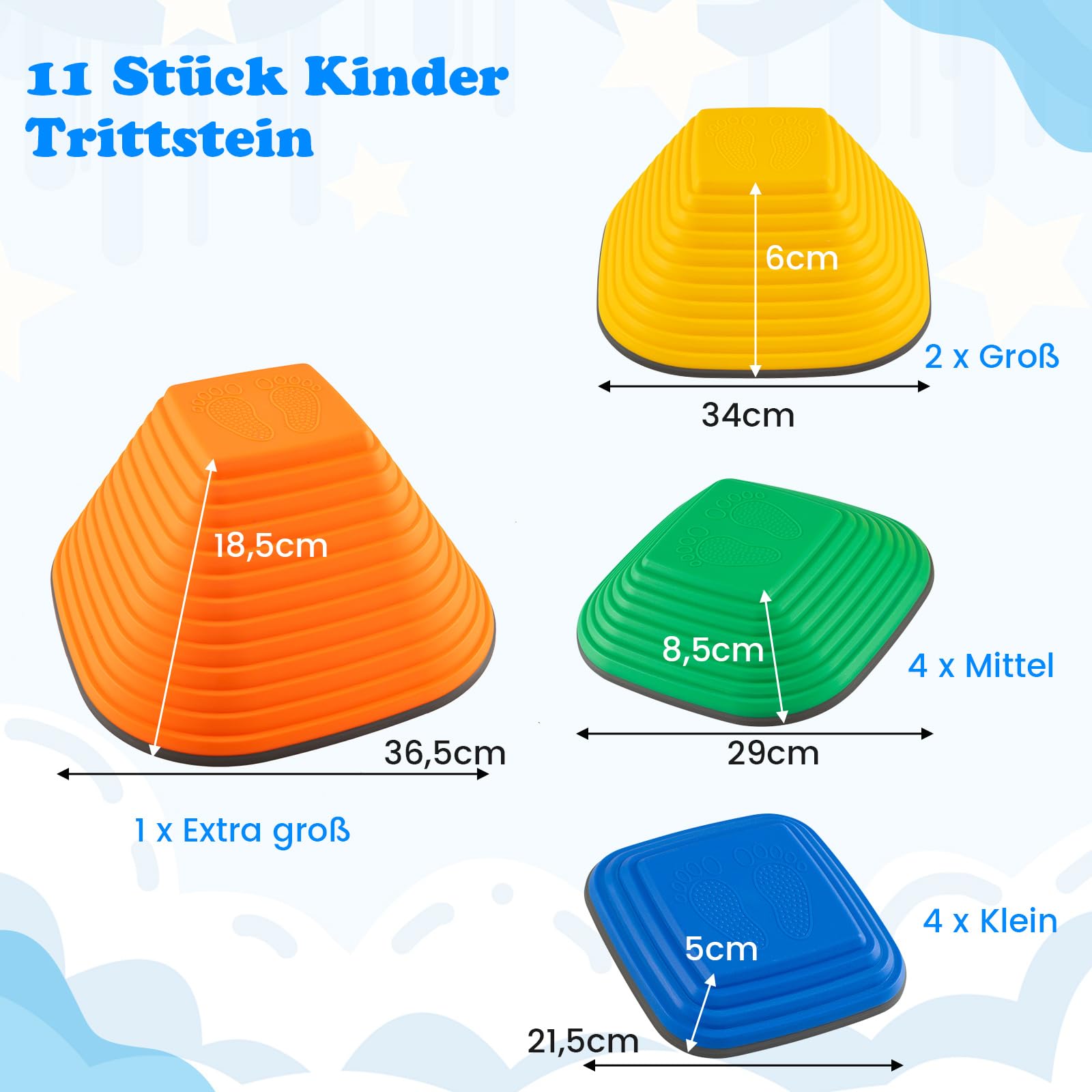 COSTWAY Balanciersteine für Kinder, Stapelsteine rutschfest, Flusssteine für Indoor & Outdoor, Stepping Stones bis 80 kg Belastbar, Trittsteine, Sensorisches Spielzeug ab 3 Jahren