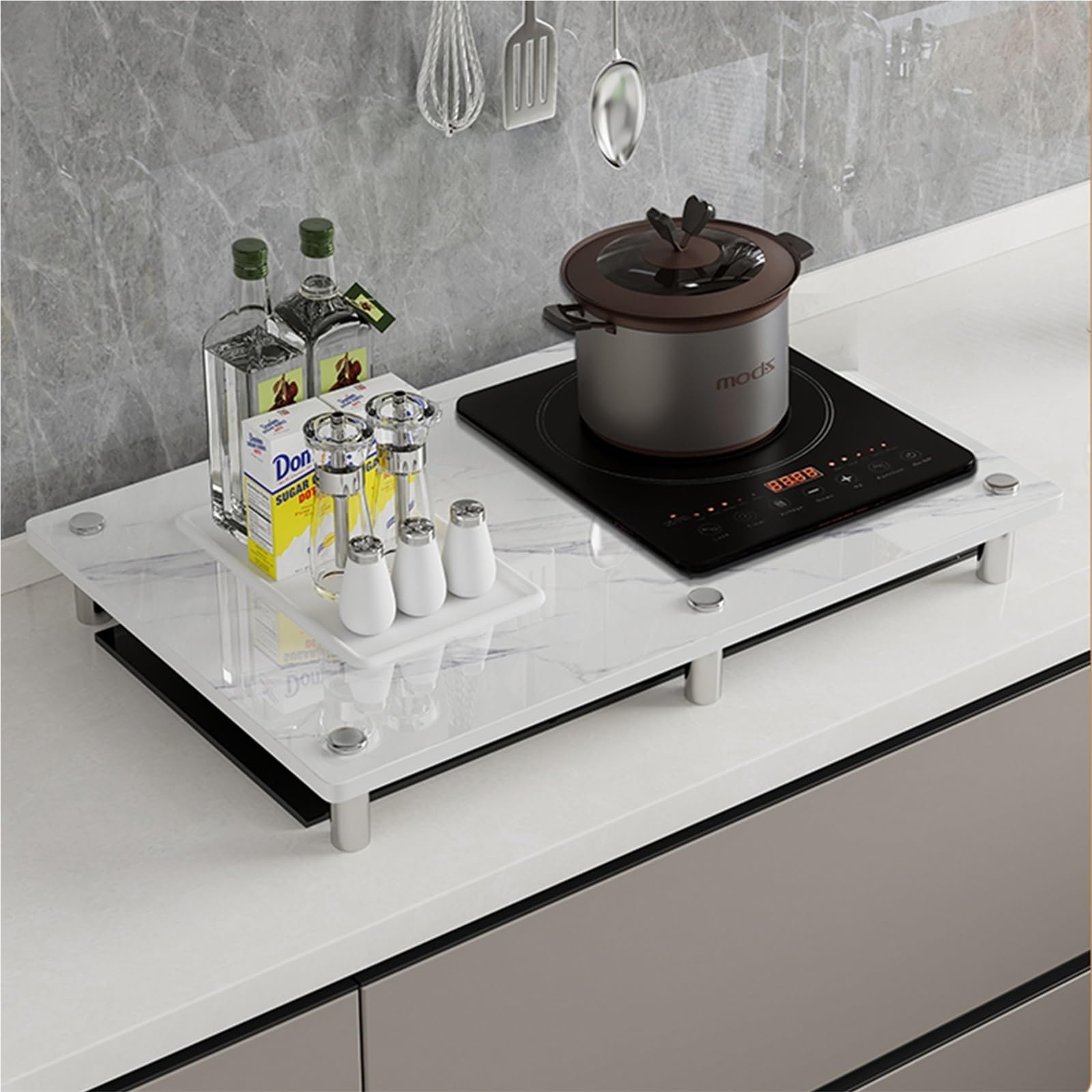Cubre Encimeras De Cocina Gas Protector Placa Induccion Encimera de Piedra Instalación electrodomésticos Fácil Limpiar(D,34X45X8.3 CM)