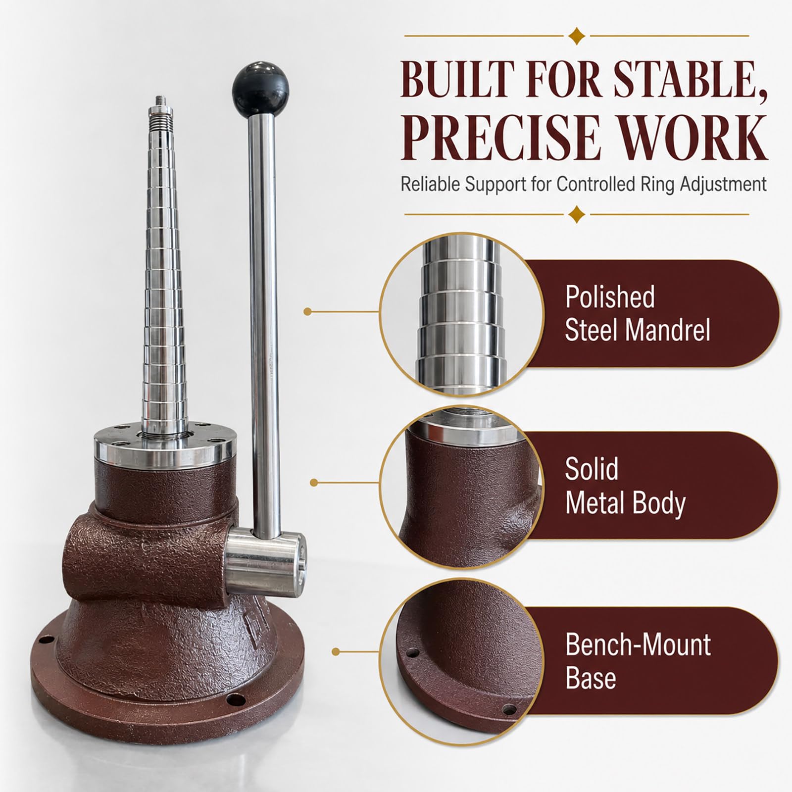 Utensile per Orafi e Laboratorio di Gioielleria, Allargatore e Raddrizzatore per Bracciali e Anelli, Fascia Regolabile 52-70 cm e 14-28 cm, Attrezzatura per Riparazione e Modellazione RingStyle