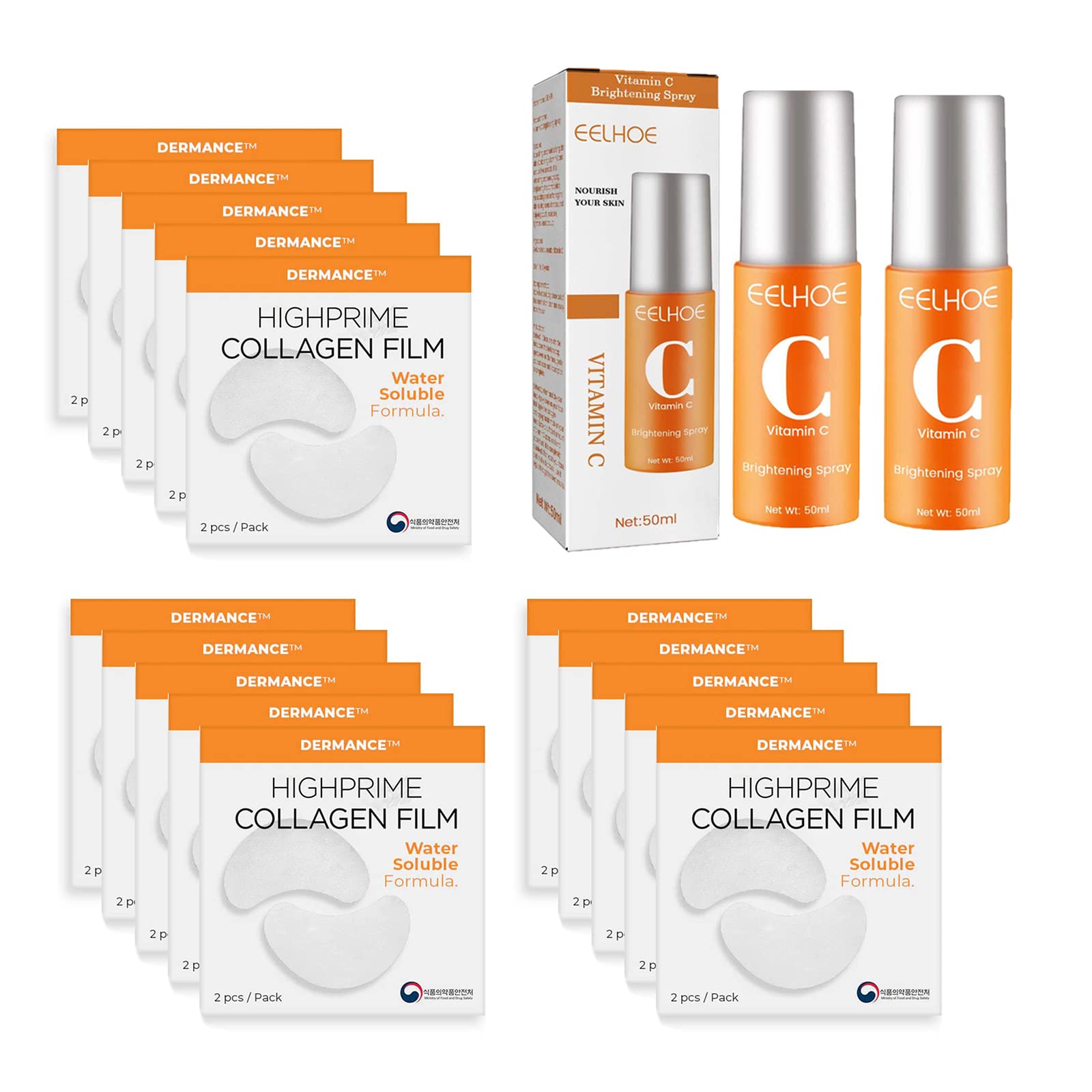 HWWGSH Highprime Collagen Film & Mist Kit - Dermance Korea Highprime Collagen Soluble Film, Korean Technology Soluble Collagen Film, High Prime Collagen Film And Mist (15PACKS+2Bottle)