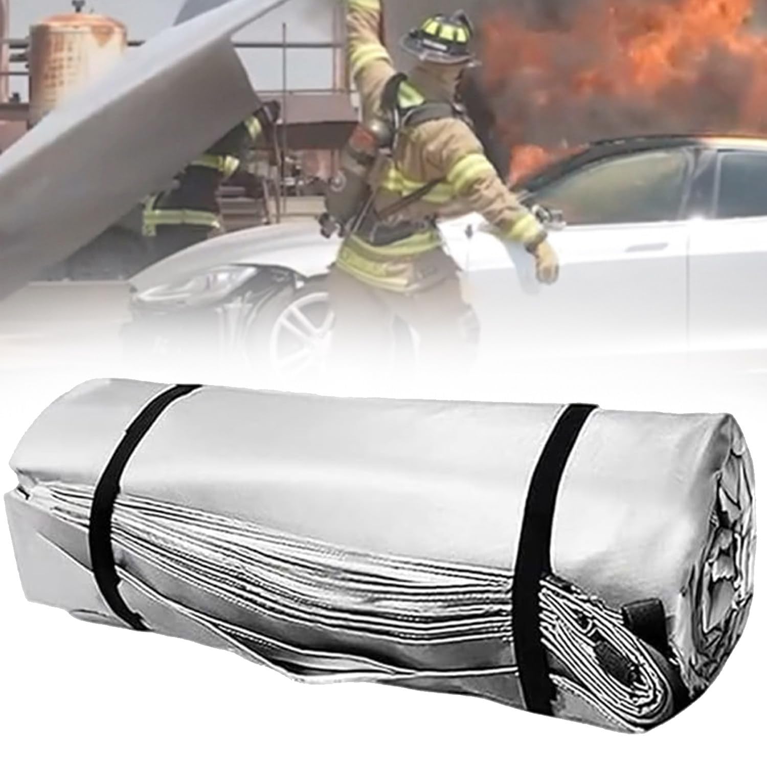 Ynbshgaa Size_name Fire Blanket For Vehicle, Silicone Coated Car Fire Blanket 6X9m, Reusable Heat Protection With Carry Bag For Ev Battery, Truck Engine, New Energy Vehicles,-4 * 6M/13.1 * 19.6Ft