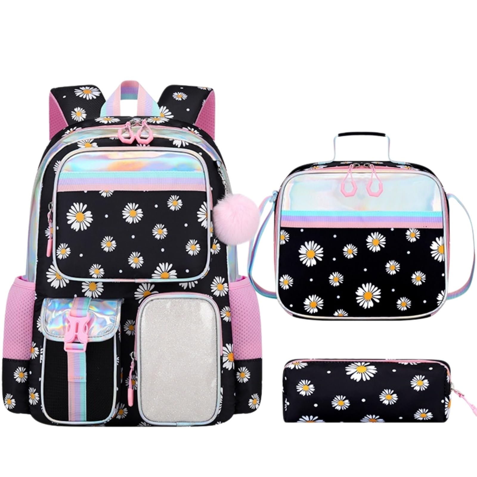 Zaino da Viaggio Nero Marrone Arco Stampa 3-in-1 Set per Scuola Resistente all'Acqua con Borsa Crossbody E Custodia A Matita Gli Adolescenti