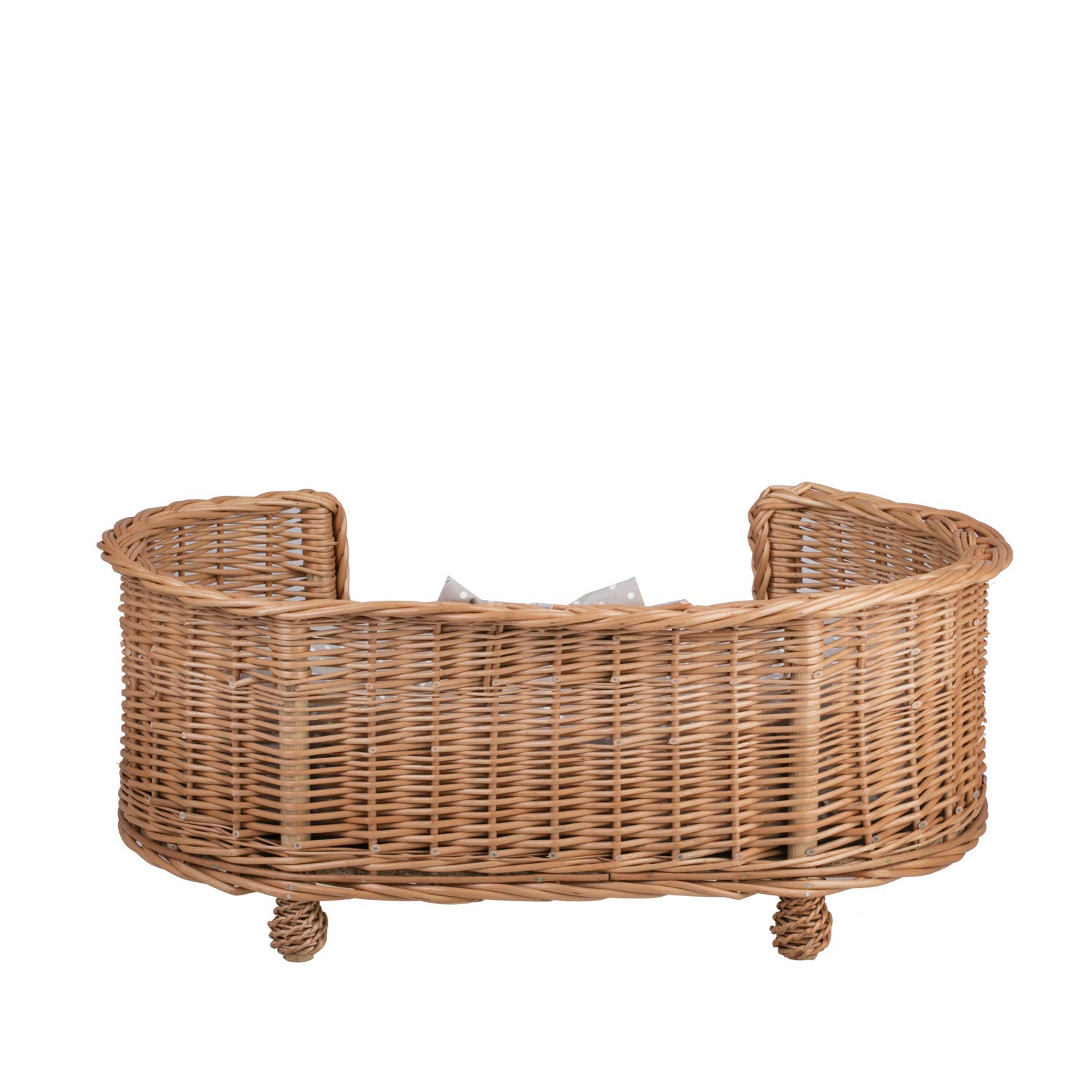 Canape,Corbeille,Niche, Panier Ovale en Osier Naturel avec Joli Cousin (L, Beige-Pois)