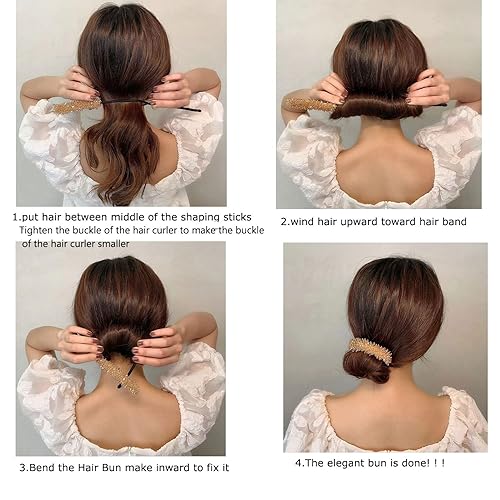 Miniatura 8 de JDXN 6 piezas para hacer moños de cabello con flores brillantes, diseño de donas mágicas, para peinados franceses, accesorios para el cabello de