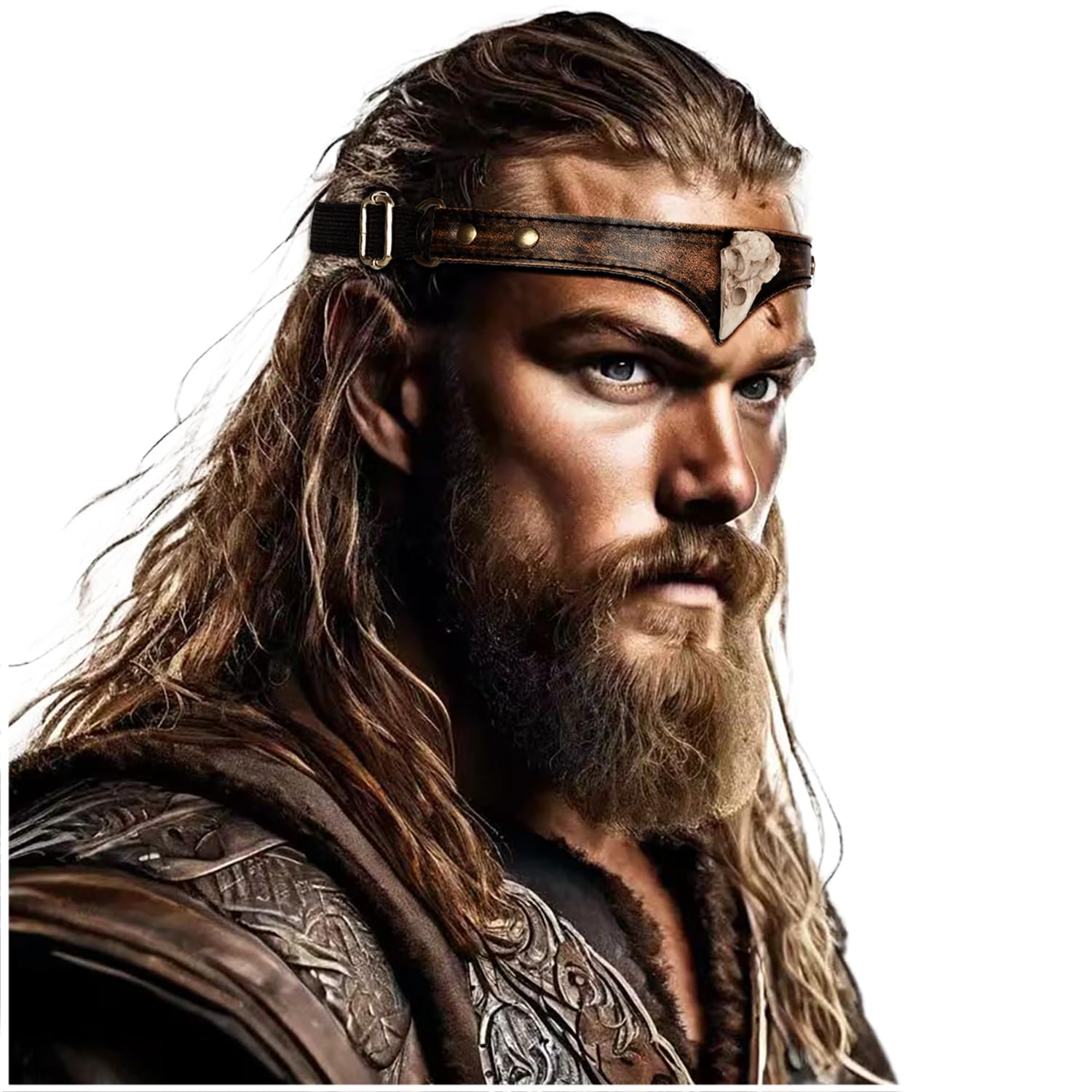 keland Diadema Cuero Vikingo Tocado Mujeres Hombres Accesorio Medieval (A-Marrón)