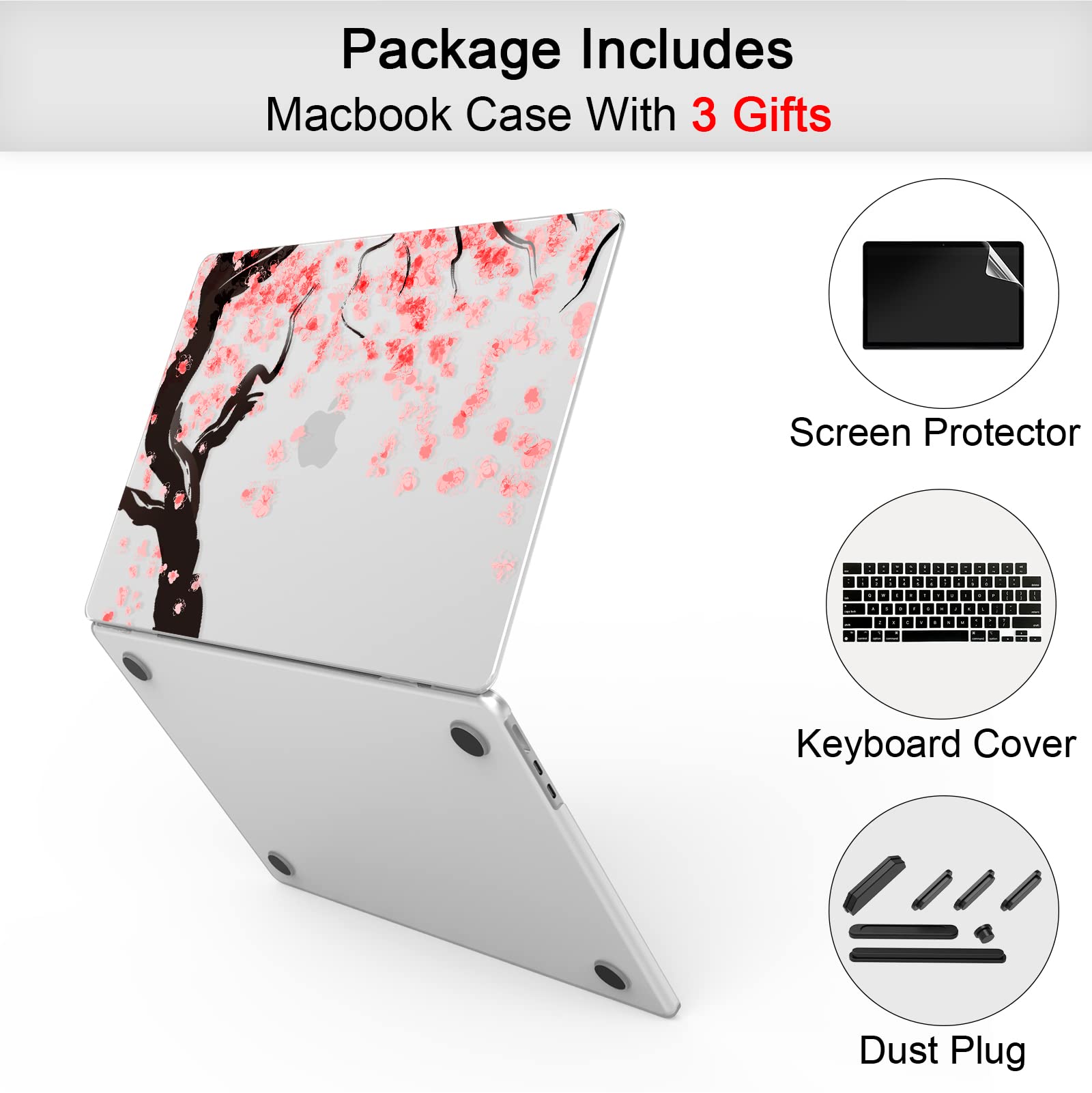 Funda Compatible con MacBook Air de 13.6 Pulgadas, Modelo de versión 2025-2022, Chip A3240 M4 A3113 M3 A2681 M2, Funda rígida con patrón Impreso para MacBook Air 13.6, Flores de Cerezo A9
