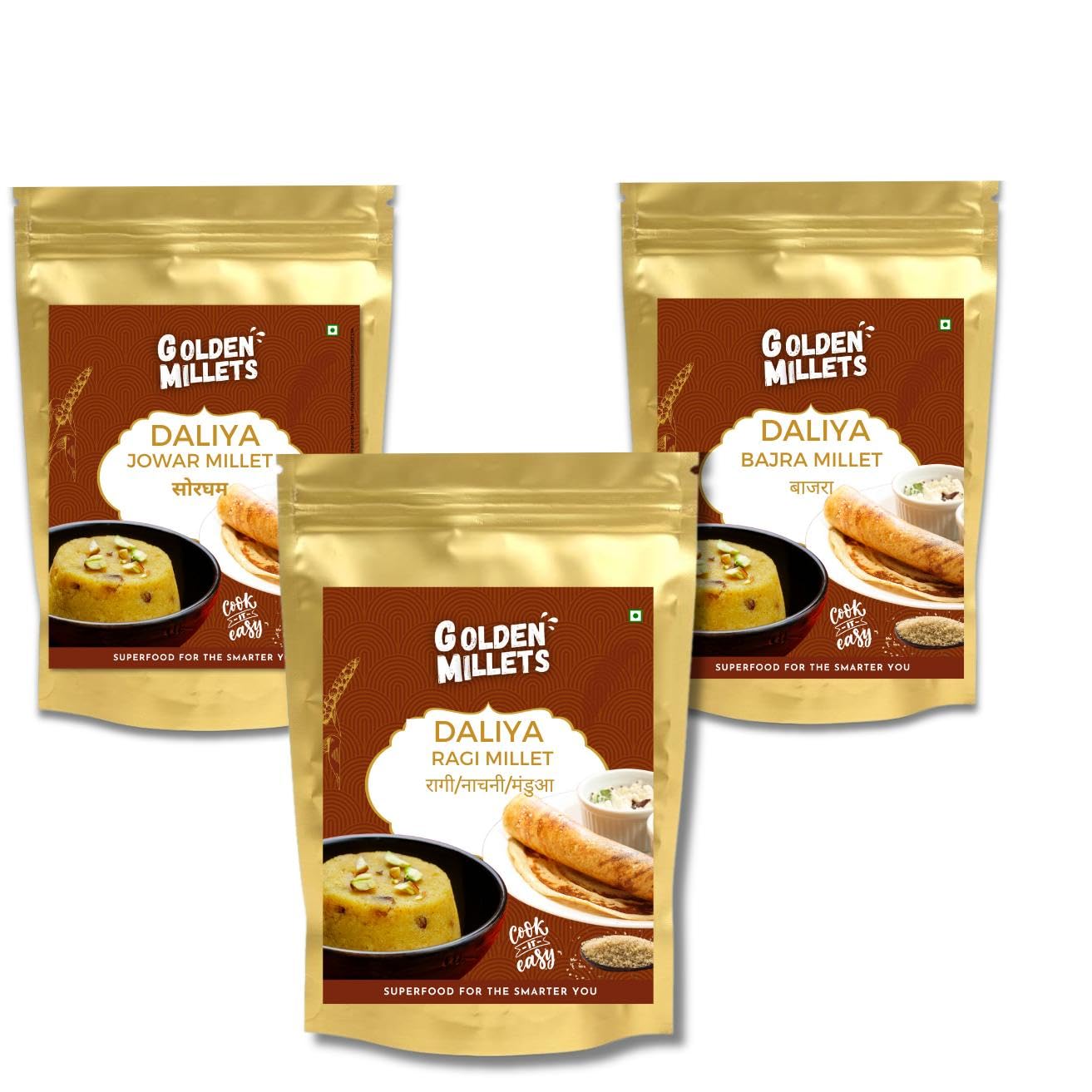 Golden Millets Daliya Gluten Free | No Preservative | Help For Weight Loss | Diabetic - Friendly | Jowar Daliya | Bajra Daliya | Ragi Daliya | (500 grams x 3) (B0D3F9FCJH) Amazon Price History, Amazon Price Tracker