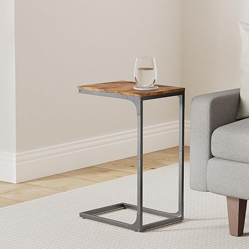 Miniatura 2 de VASAGLE Juego de 2 mesas auxiliares en forma de C, mesa auxiliar pequeña para sofá, mesa de sofá con marco de metal para sala de estar, dormitorio,