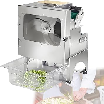 300kg/h Electric Vegetable Cutter, 700BPM Commercial Leek Cutting Machine, 1.3-35mm Adjustable Thickness Length 300W Vegetable Slicer Food Processor for Chives Scallions Beans Chili
