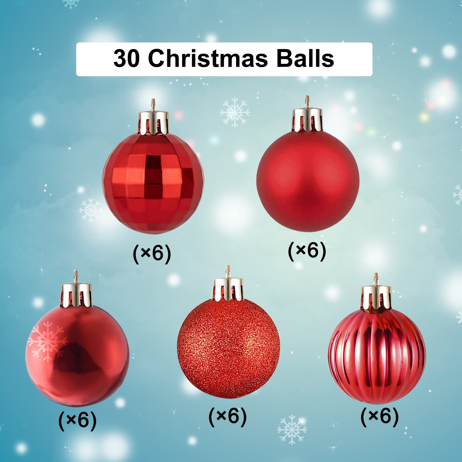 Set Di 135 Palline Di Natale, in Plastica Infrangibile, Assortite, Pre