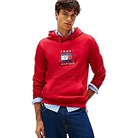 Tommy Hilfiger Uomo Felpa con Cappuccio Linear Flag Graphic in Cotone
