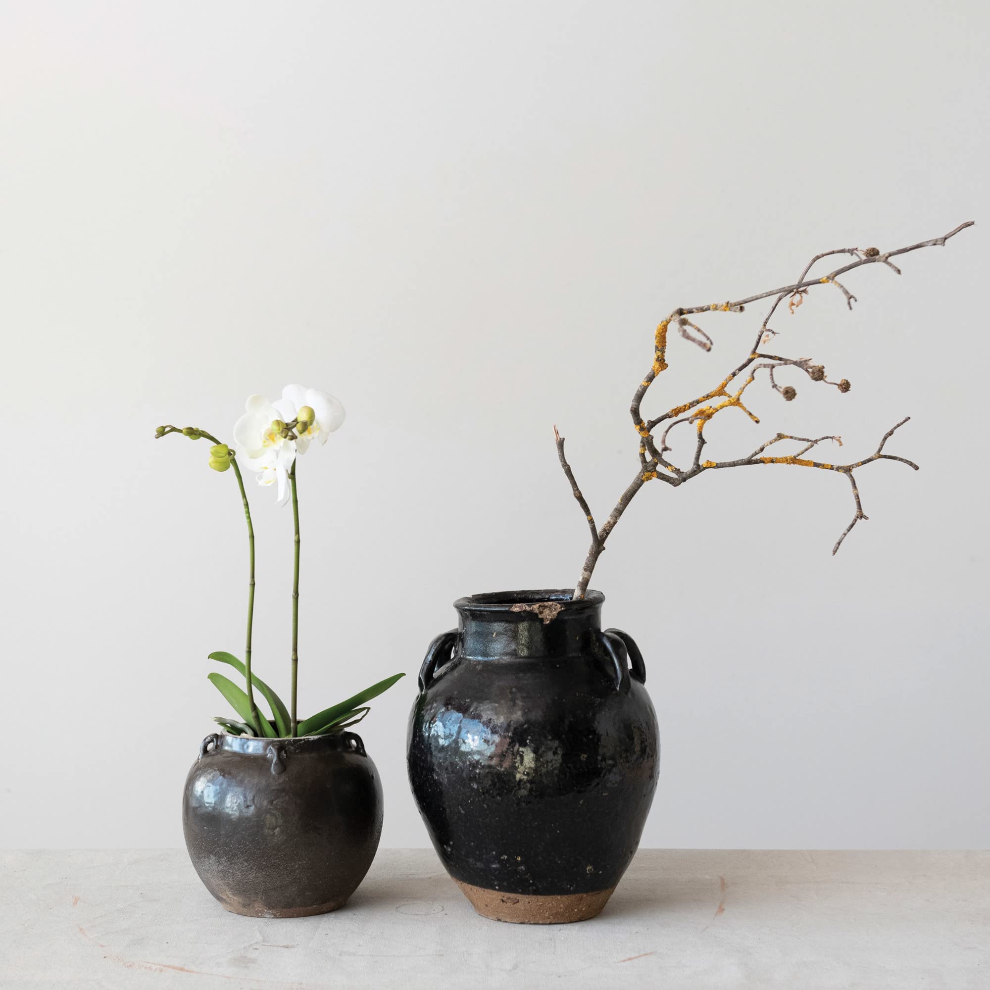 Creative Co-Op Found Decorative Clay Jar, Espresso