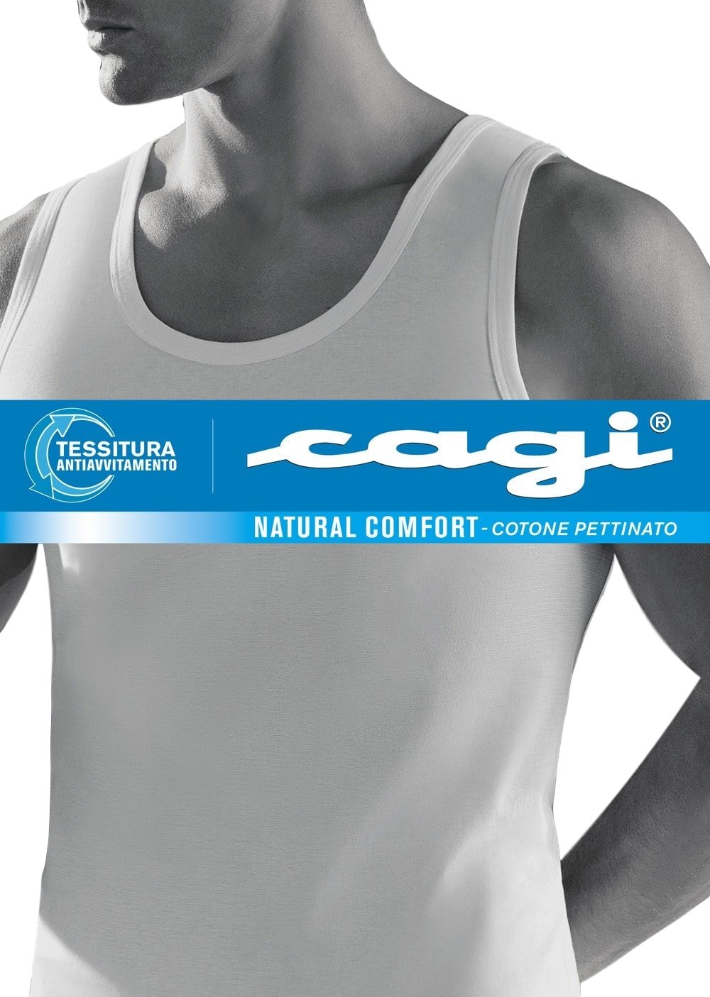 CAGI 6 Canotta Canottiera Spalla Larga Uomo Art 1106 Bianco 100% Cotone 4 5 6 7 8