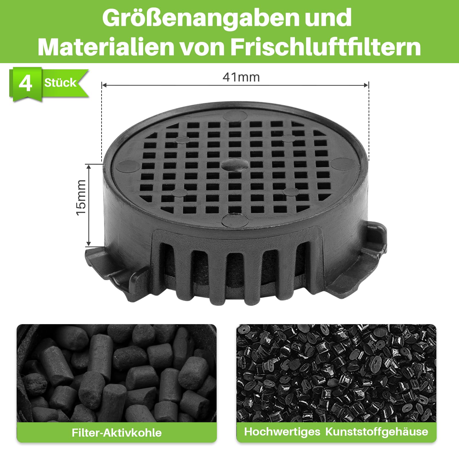 4x Aktivkohlefilter für Liеbherr Fresh Air Filter 9096342 9881116, für Miele Kühlschrank10806820, Ø 45 mm Carbon Filter Rund