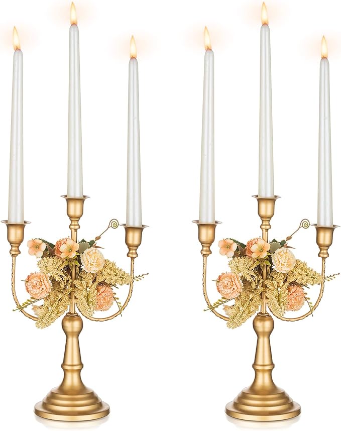 NUPTIO Candlestick Holders Candelabras Gold Candle Stick