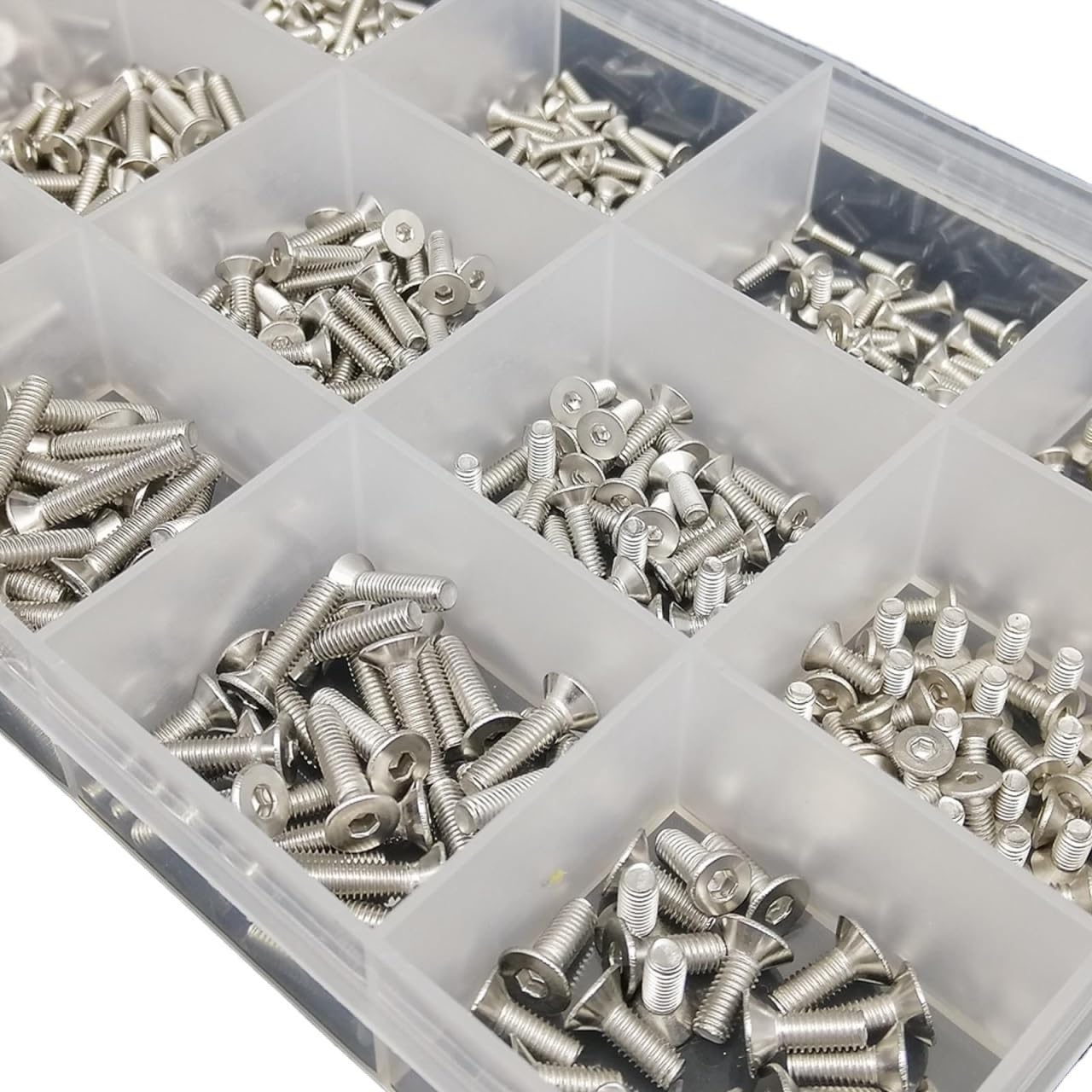 SYLALE 400/1140 pièces M1.6 M2 M2.5 M3 M4 M5 304 Acier Inoxydable Douille hexagonale Douille Plate vis à tête fraisée Boulon écrou Ensemble Kit d'assortiment (Color : Set D 2100pcs)