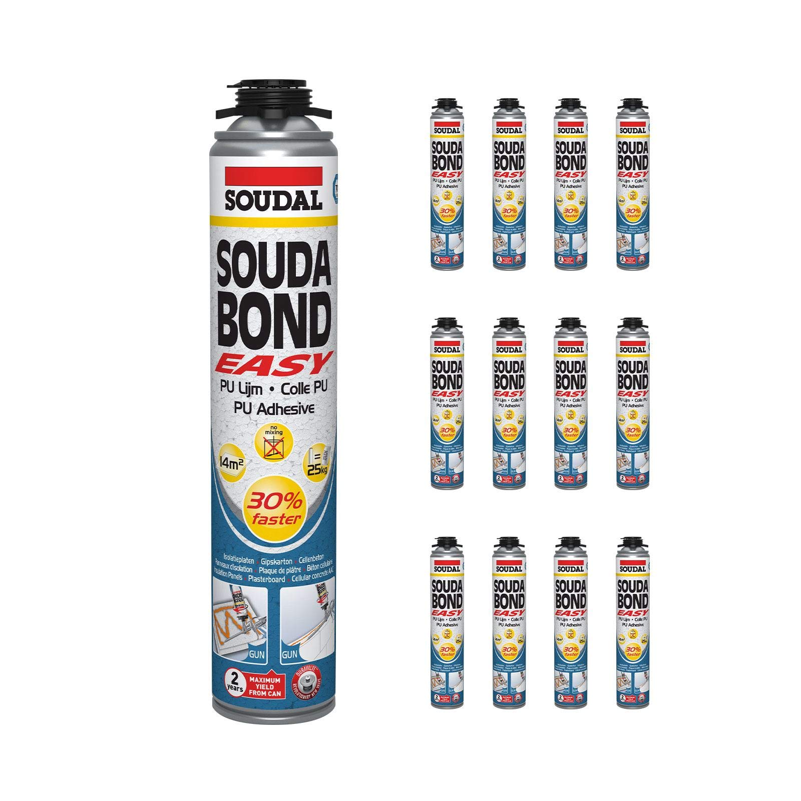 Buy 12 x Soudabond Easy Bonding PU Adhesive Soudal Grade Foam Based