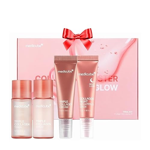 medicube Glass Skin Collagen Trial Kit | Korean Skincare Set and Kit | Gifts for women | 4-Step Skincare Set for glowy skin | Travel Size