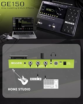 MOOER GE150 Portable Multi Effects Pedal with 2.4 Ghz Wireless System for Bass Guitar, Acoustic Guitar, Electric Guitar