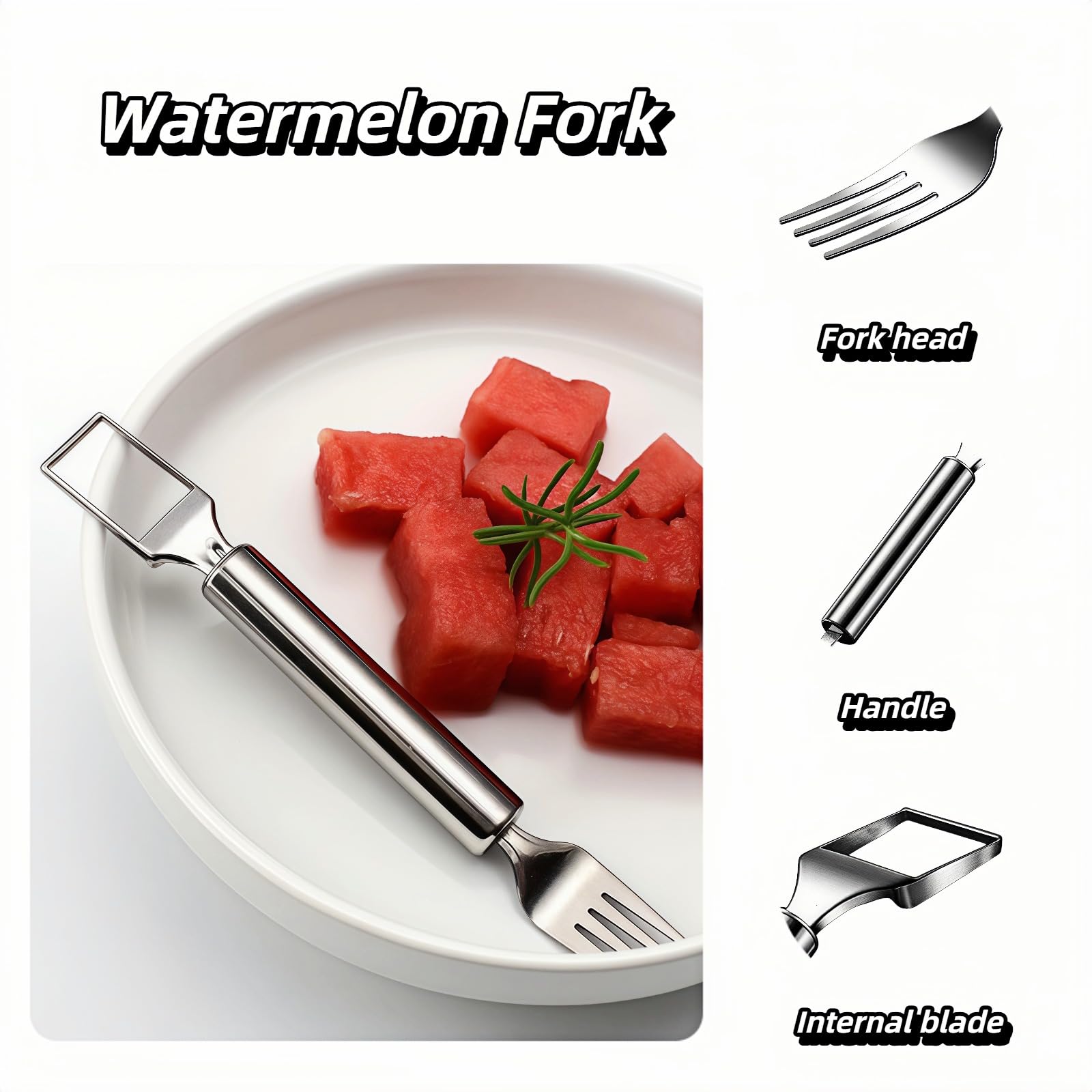 2-in-1 Stainless Steel Watermelon Slicer & Fork | Easy Cut, Serve, Enjoy | Kitchen & Camping Must-Have Tool for Fruit Salad, Parties, BBQ | Dishwasher Safe & Rust-Proof (Pack of 2) — Amazon image 2