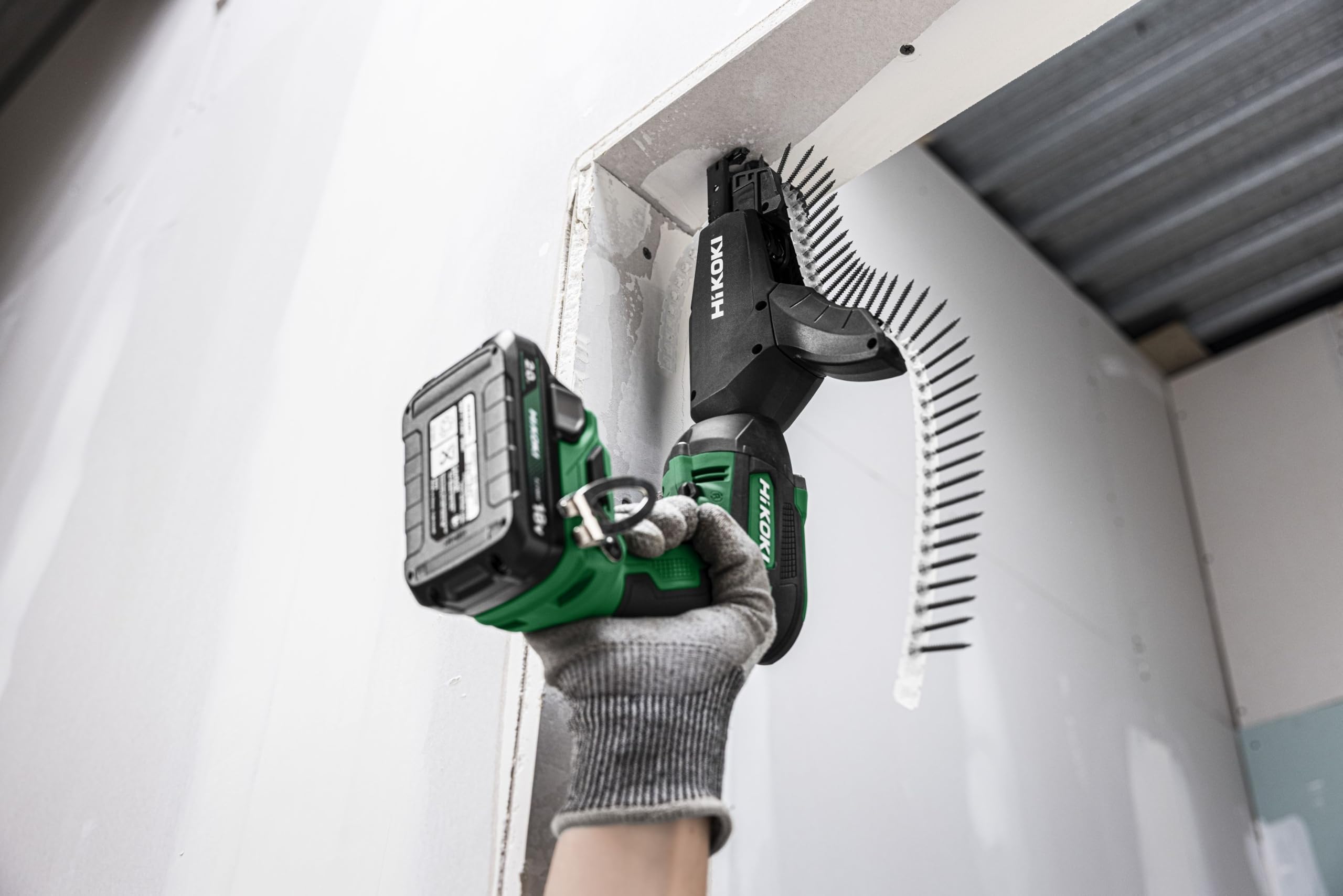 HiKOKI Akku-Trockenbauschrauber W18DAWBZ - 18 V, 5000U/min - Brushless | Magazin für Gipskarton, Autostart, Impulsmodus, LED Licht, leicht, kompakt, präzise Schraubführung, Serienverschraubung
