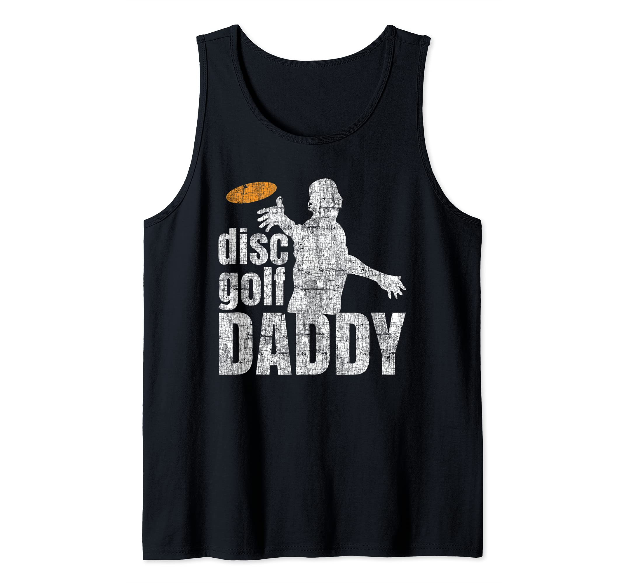 Retro Vintage Daddy Disc Golf Gift for Him Frisbee Frolf Dad Tank Top, Black