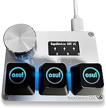 SayoDevice O3C OSU Keyboard Rapid Trigger Hall Switches Magnetic Linear Switches Keyboard with Knob and Screen,Copy Paste,Shotcut,Macro Hotswap Mini Keypad.… (with OSU keycaps-White)
